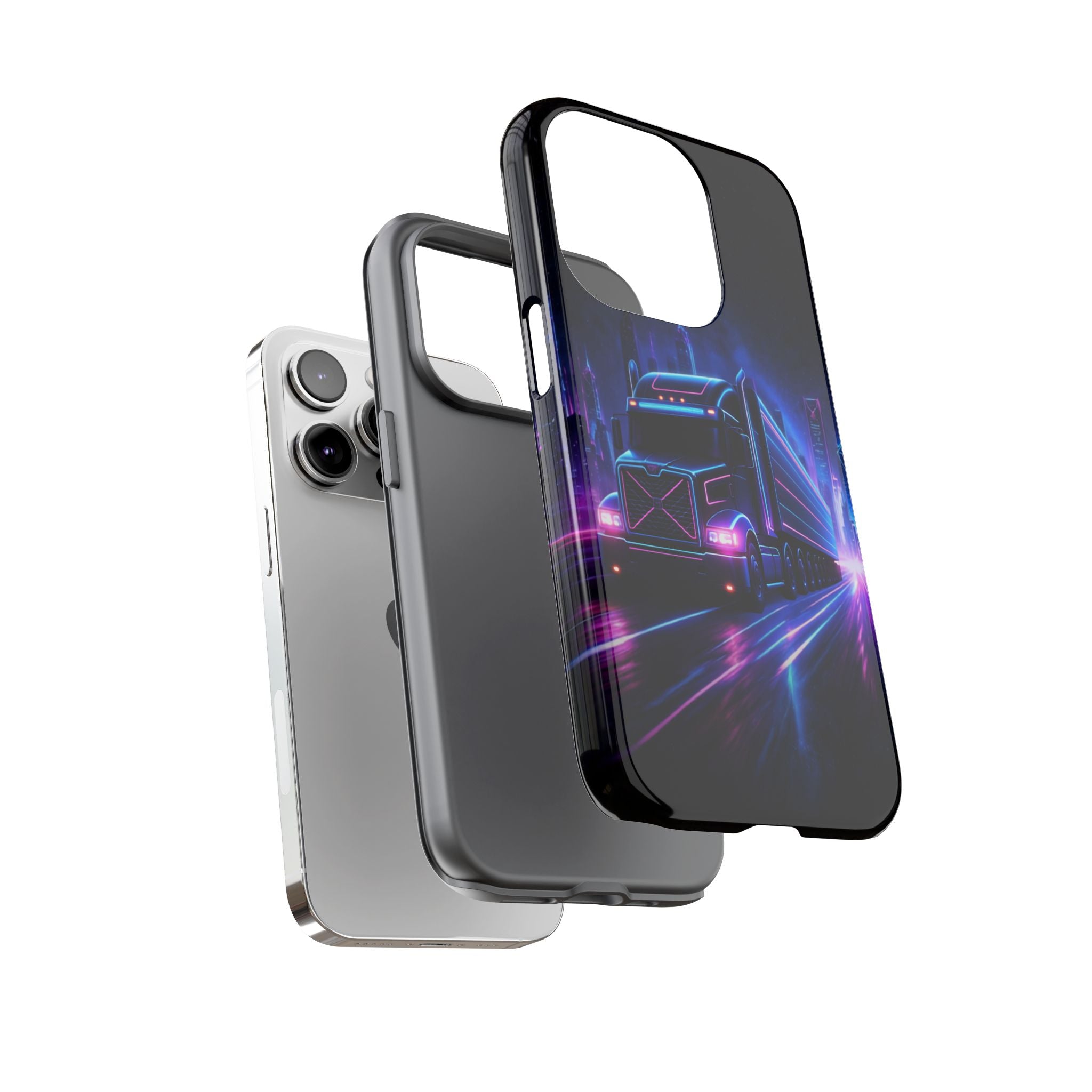 Neon Retro Rig Phone Case — Trucker Semi Truck Nightscape Protective Case