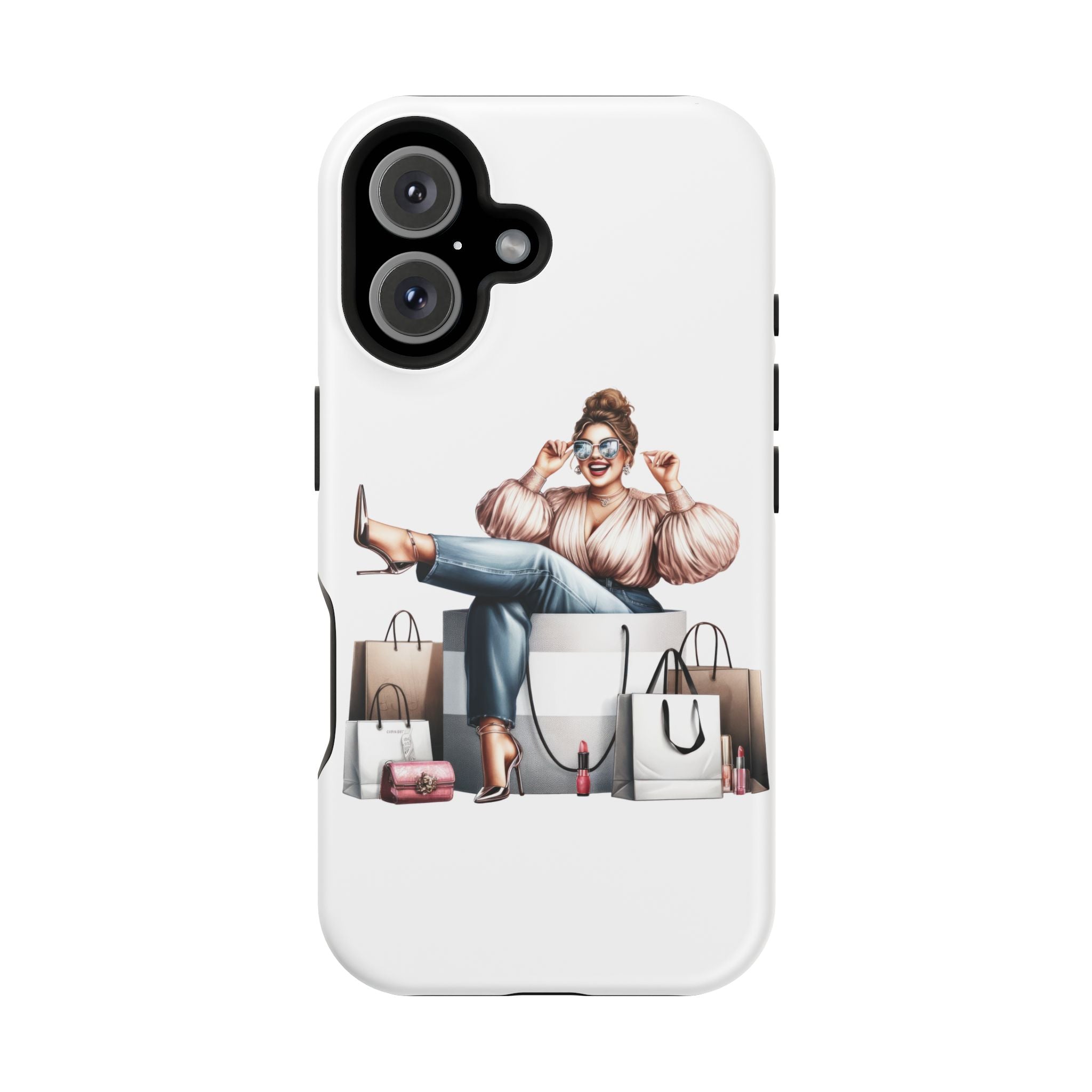 Magnetic Impact-Resistant Case — Luxury Shopper Goddess on Clouds Phone Cover