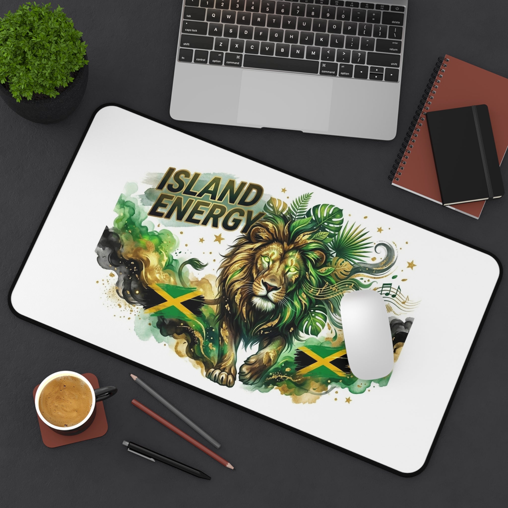Island Energy Desk Mat — Jamaican Lion Gaming/Office Mouse Pad