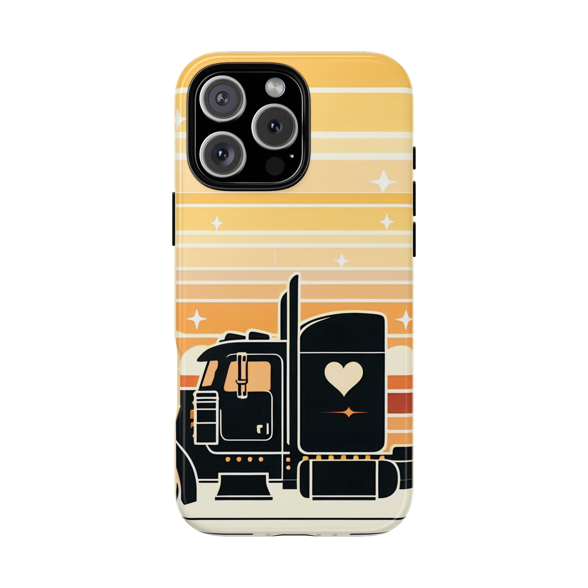 Trucker Heart Phone Case — Retro Semi Truck Protective Phone Cover