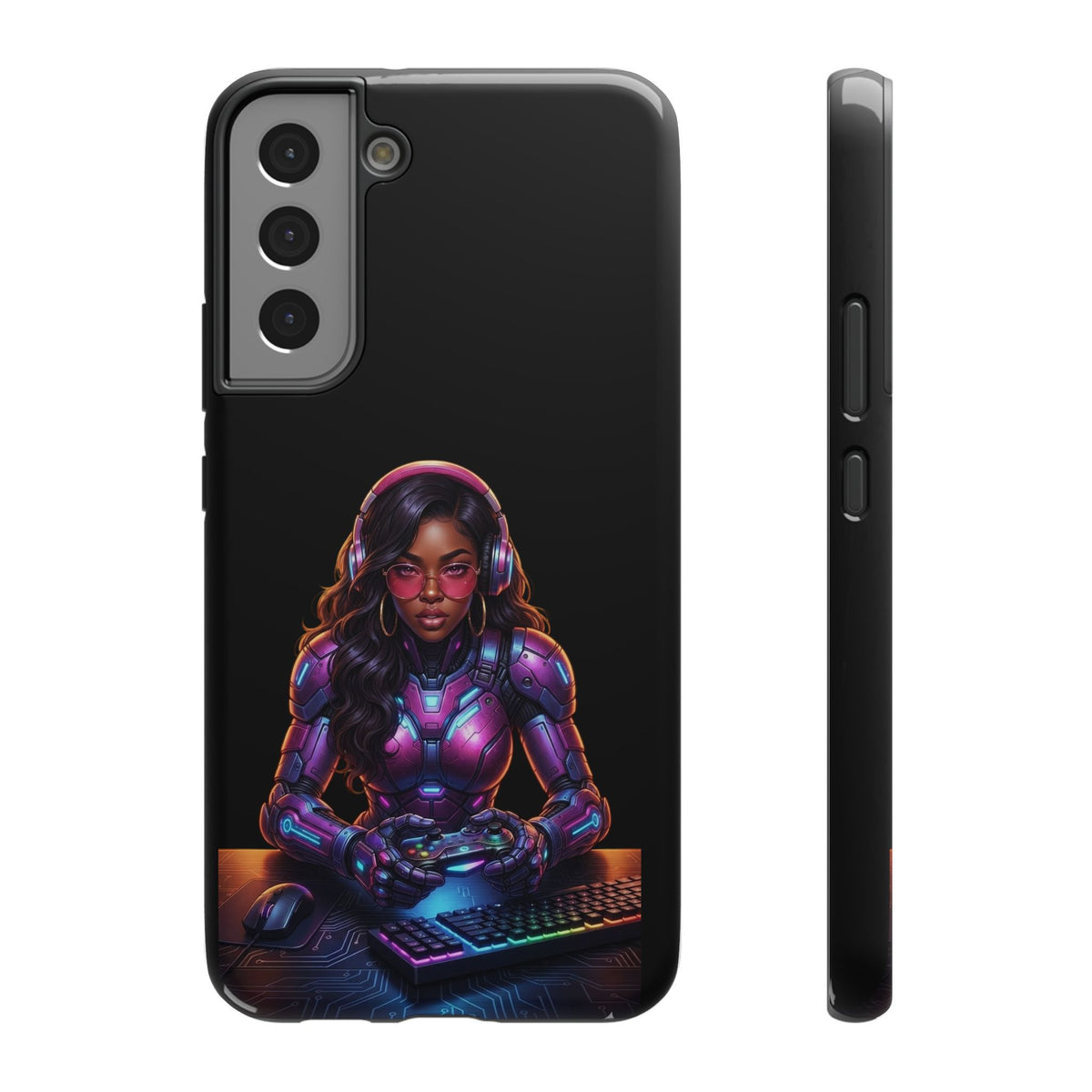 Gamer Girl Cyber Armor Phone Case — Impact‑Resistant Protective Cover