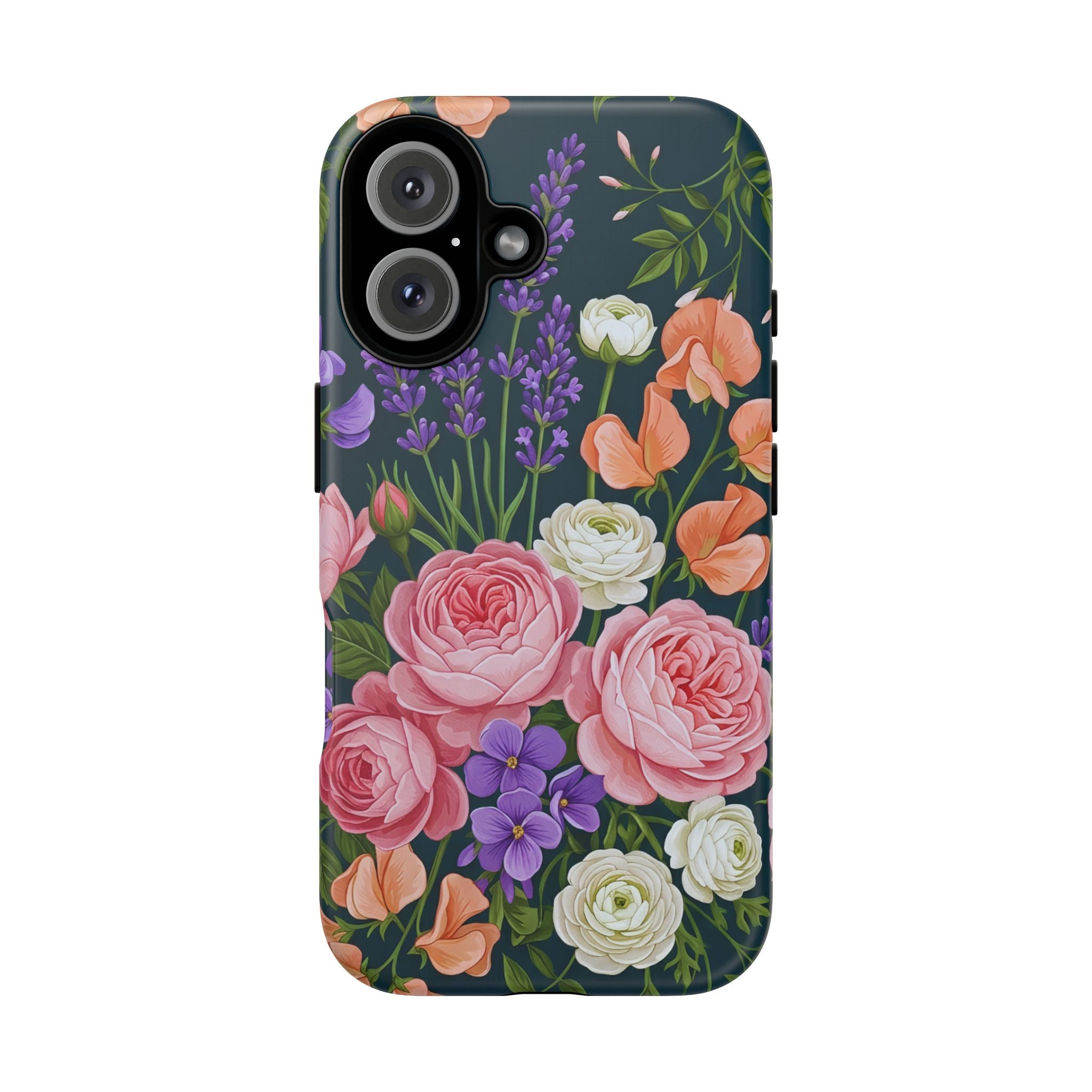 Floral Bouquet Phone Case — Vintage Roses & Lavender Protective Cover