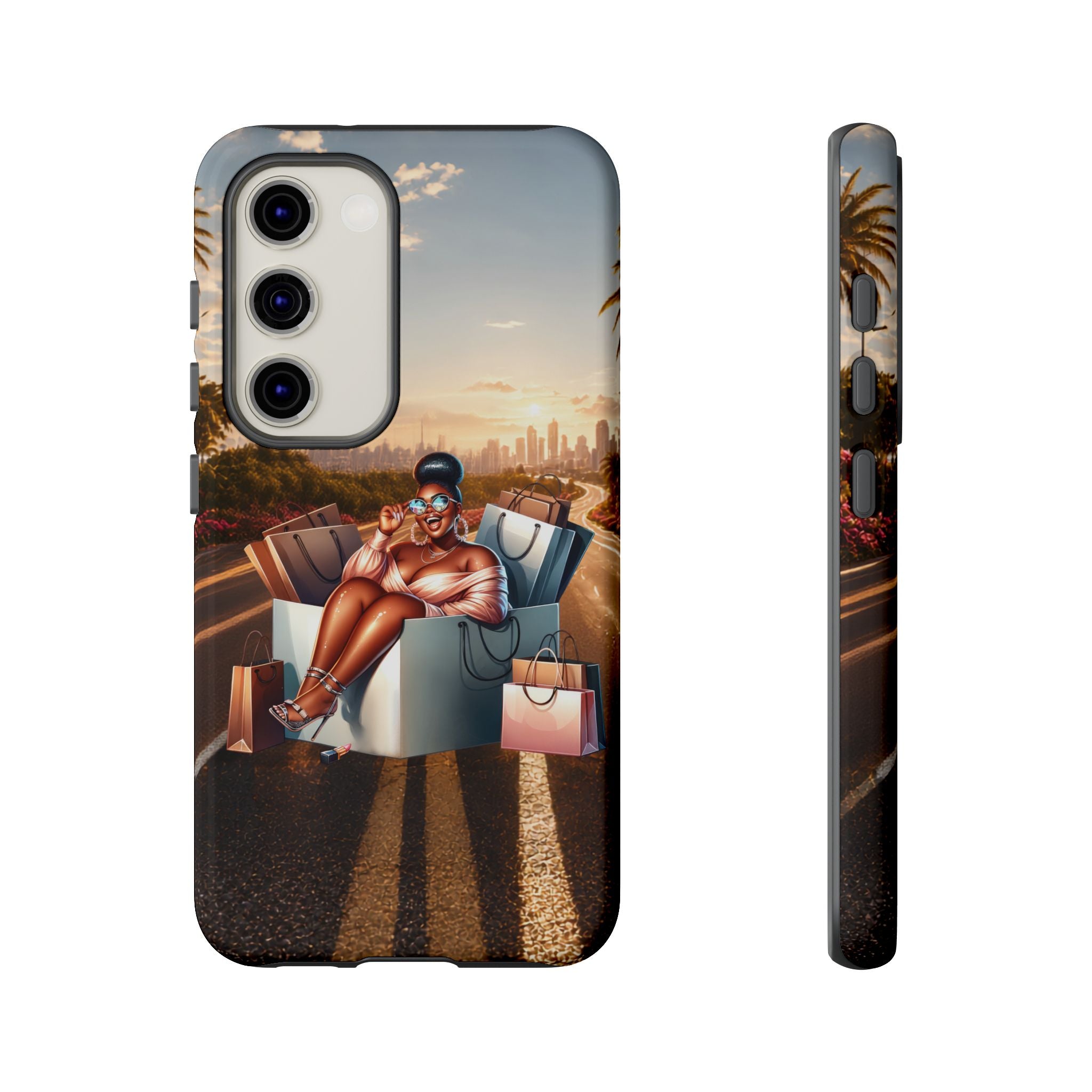 Phone Case — Chic Shopper Illustration on Cloud Background