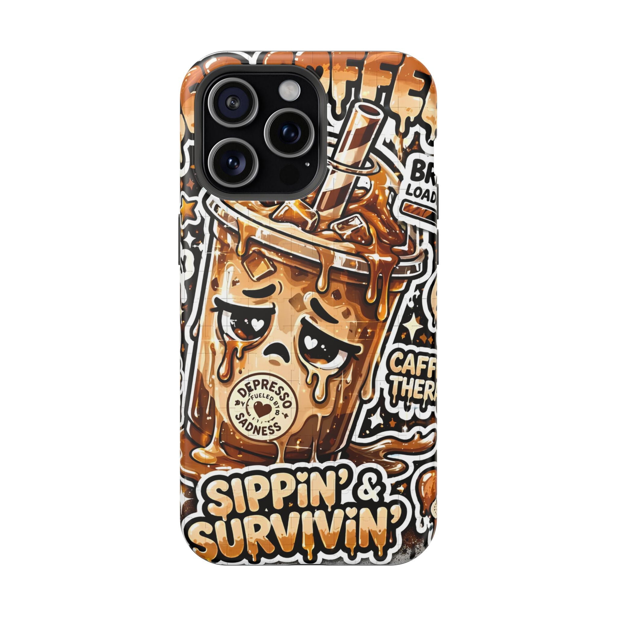 Iced Coffee Phone Case — “Sippin' & Survivin'” Magnetic Impact-Resistant Case