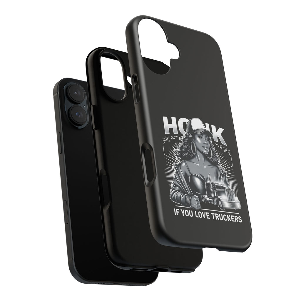 Phone Case — 'Honk' Trucker Girl Retro Semi Truck Protective Case