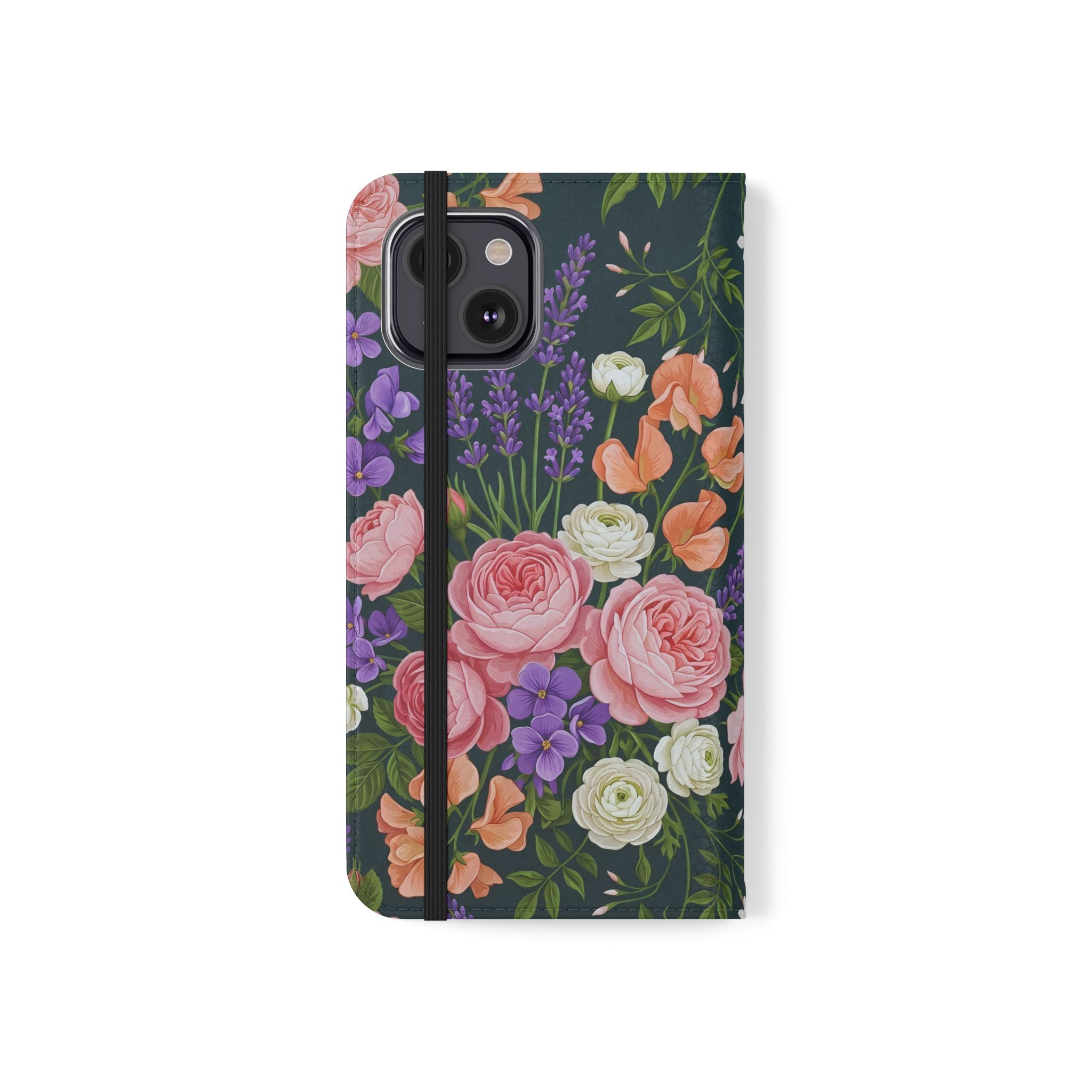Floral Flip Phone Case -Wallet Cover with Card Slots