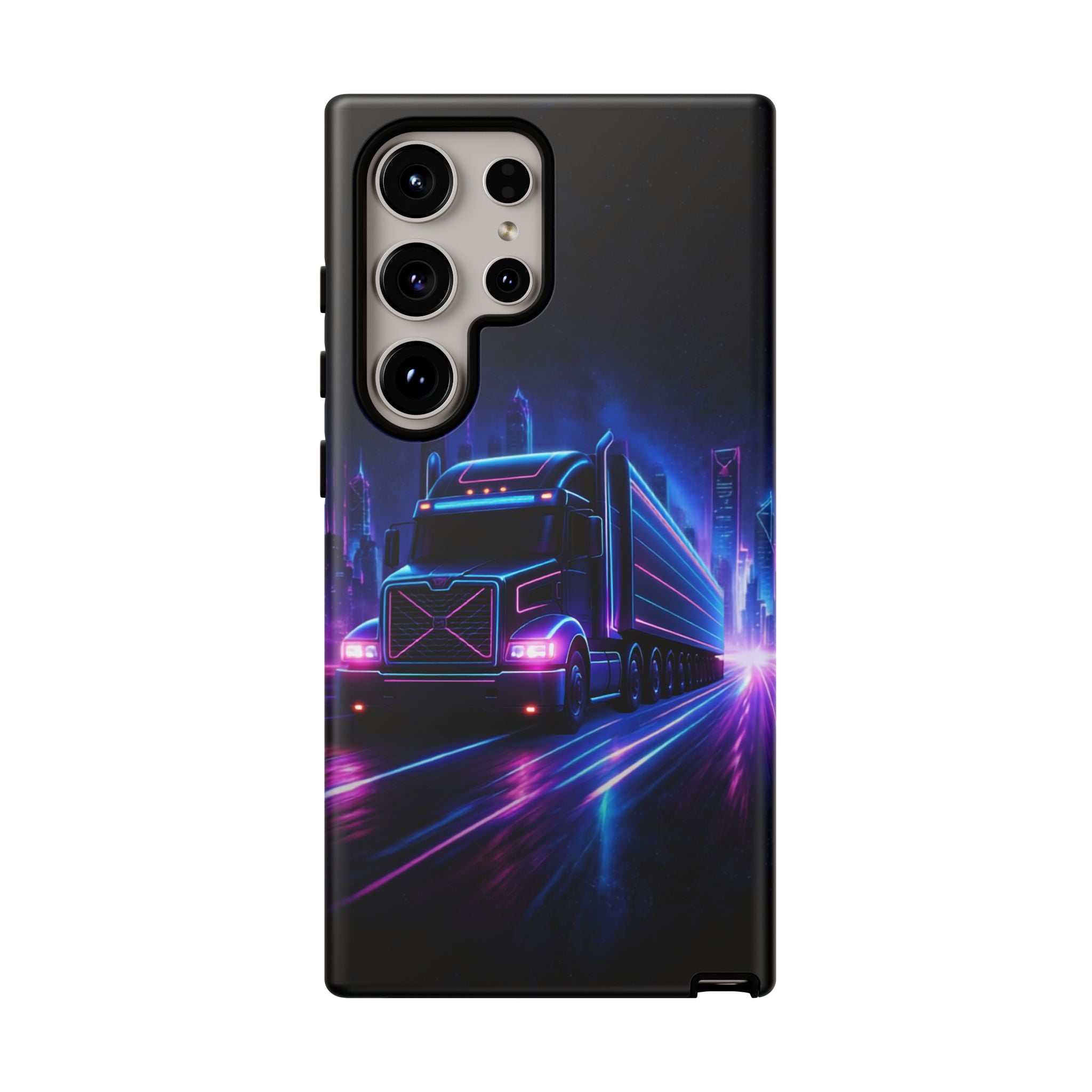 Neon Retro Rig Phone Case — Trucker Semi Truck Nightscape Protective Case
