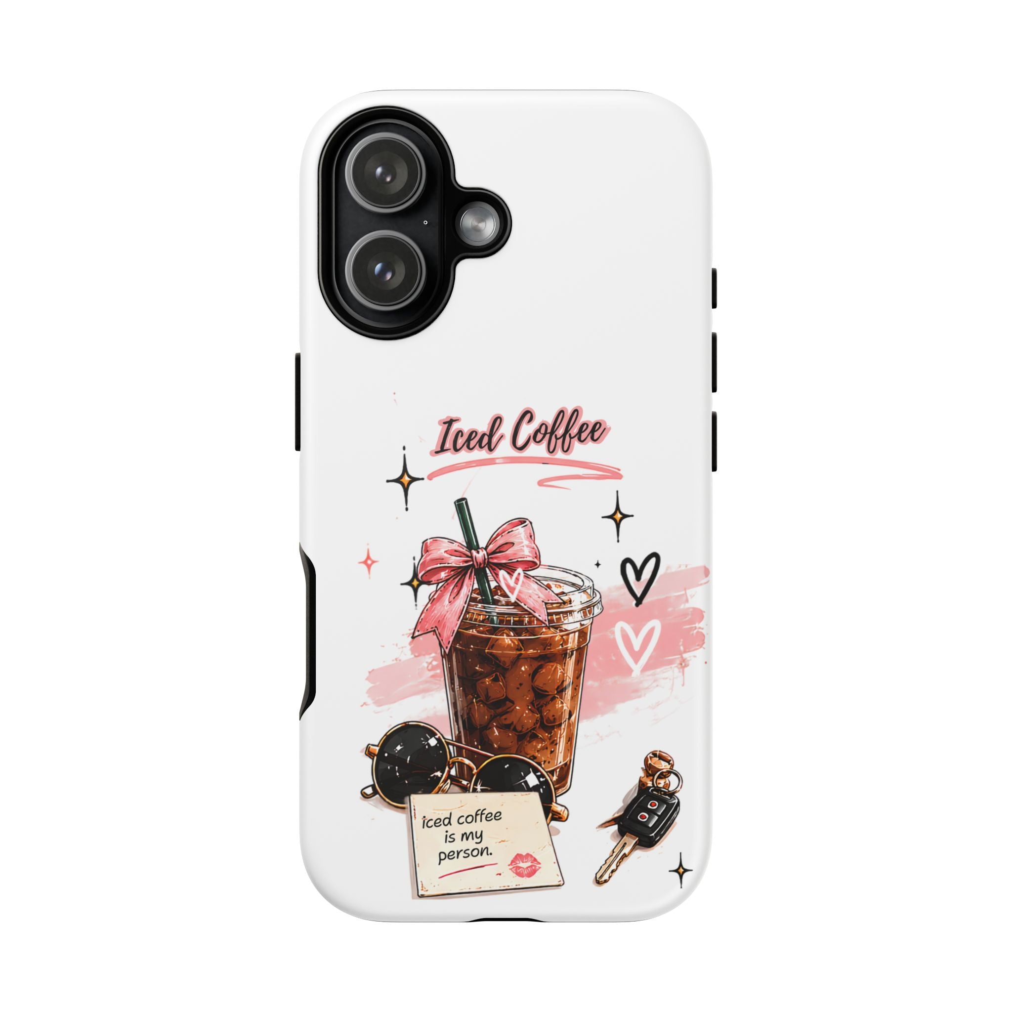 Iced Coffee Phone Case – Cute Pink Boba Design ("Iced coffee is my person")