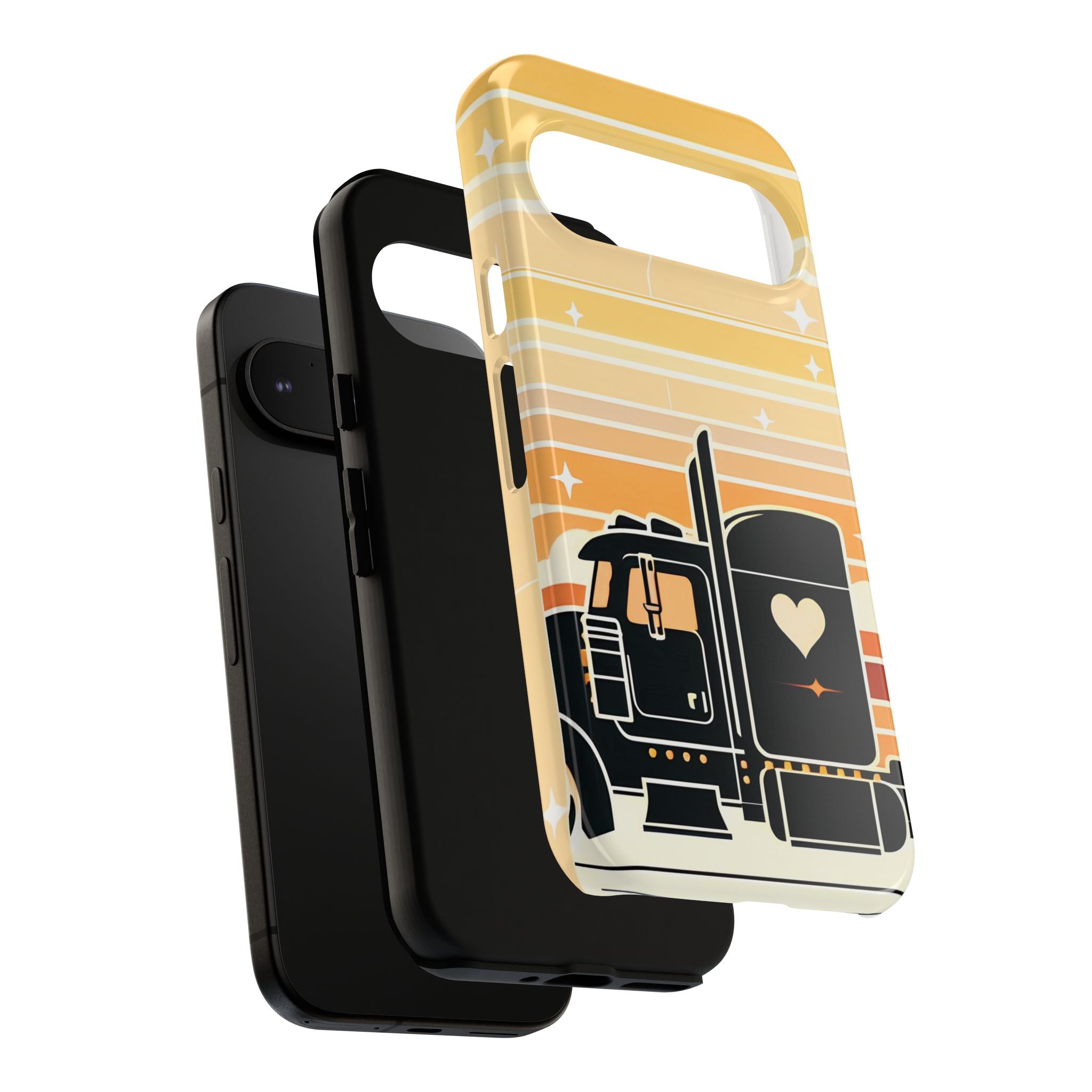 Trucker Heart Phone Case — Retro Semi Truck Protective Phone Cover