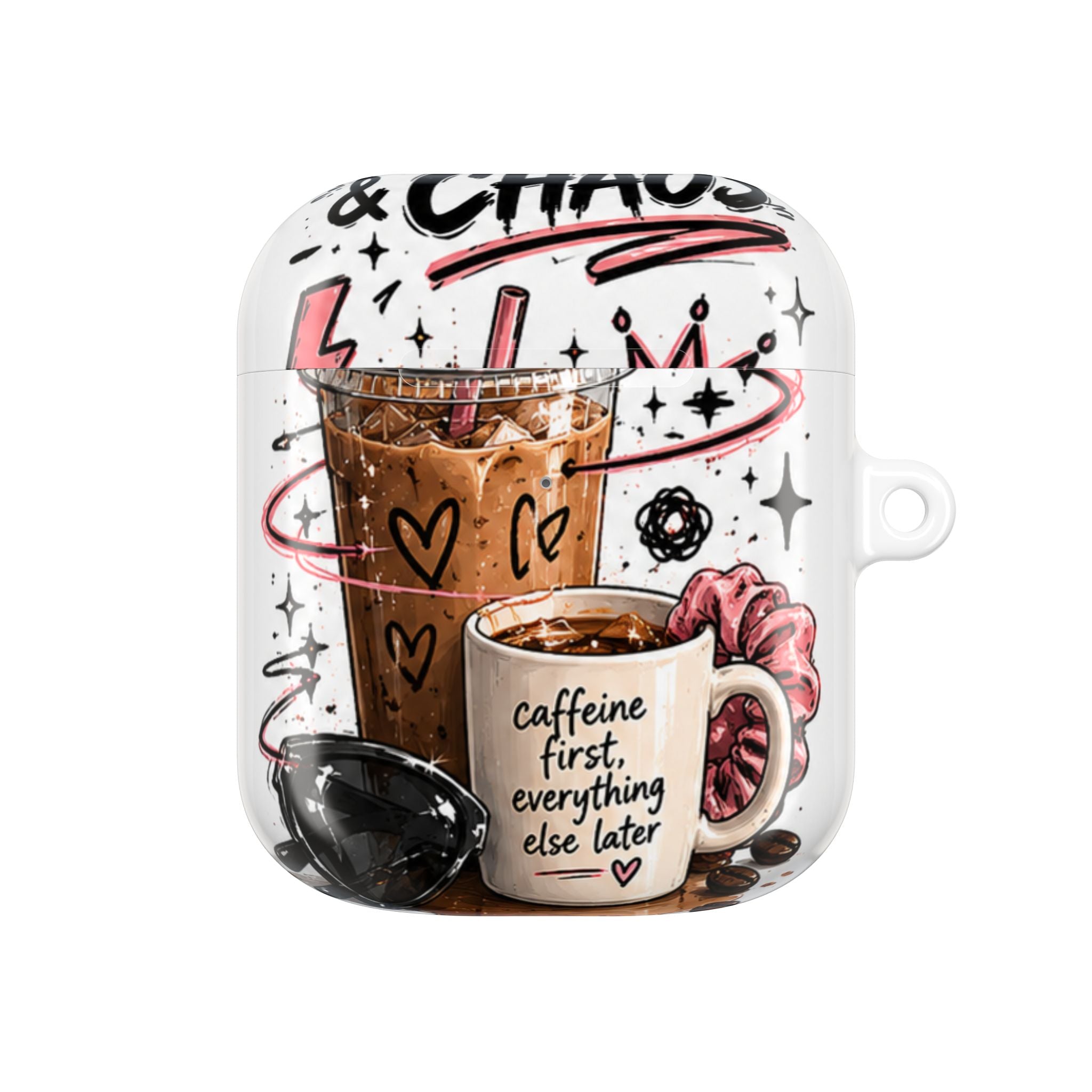 Coffee Lover AirPod Case — “Caffeine First, Everything Else Later” Protective Case