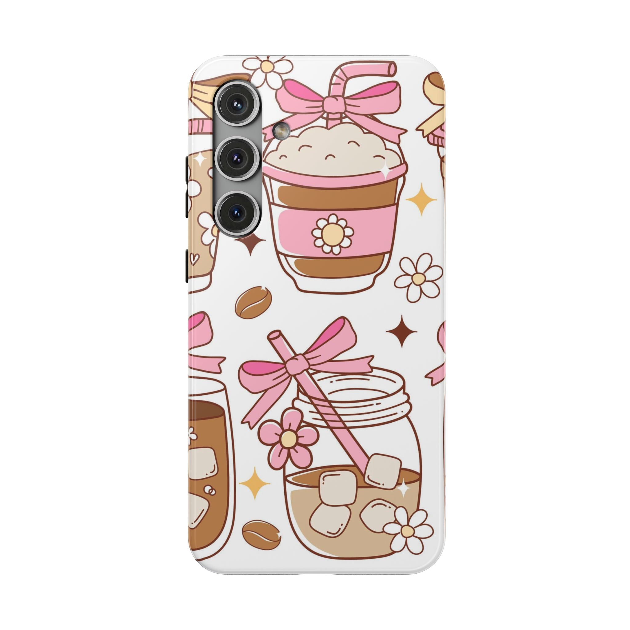 Cute Pink Coffee & Latte Pattern Impact Phone Case