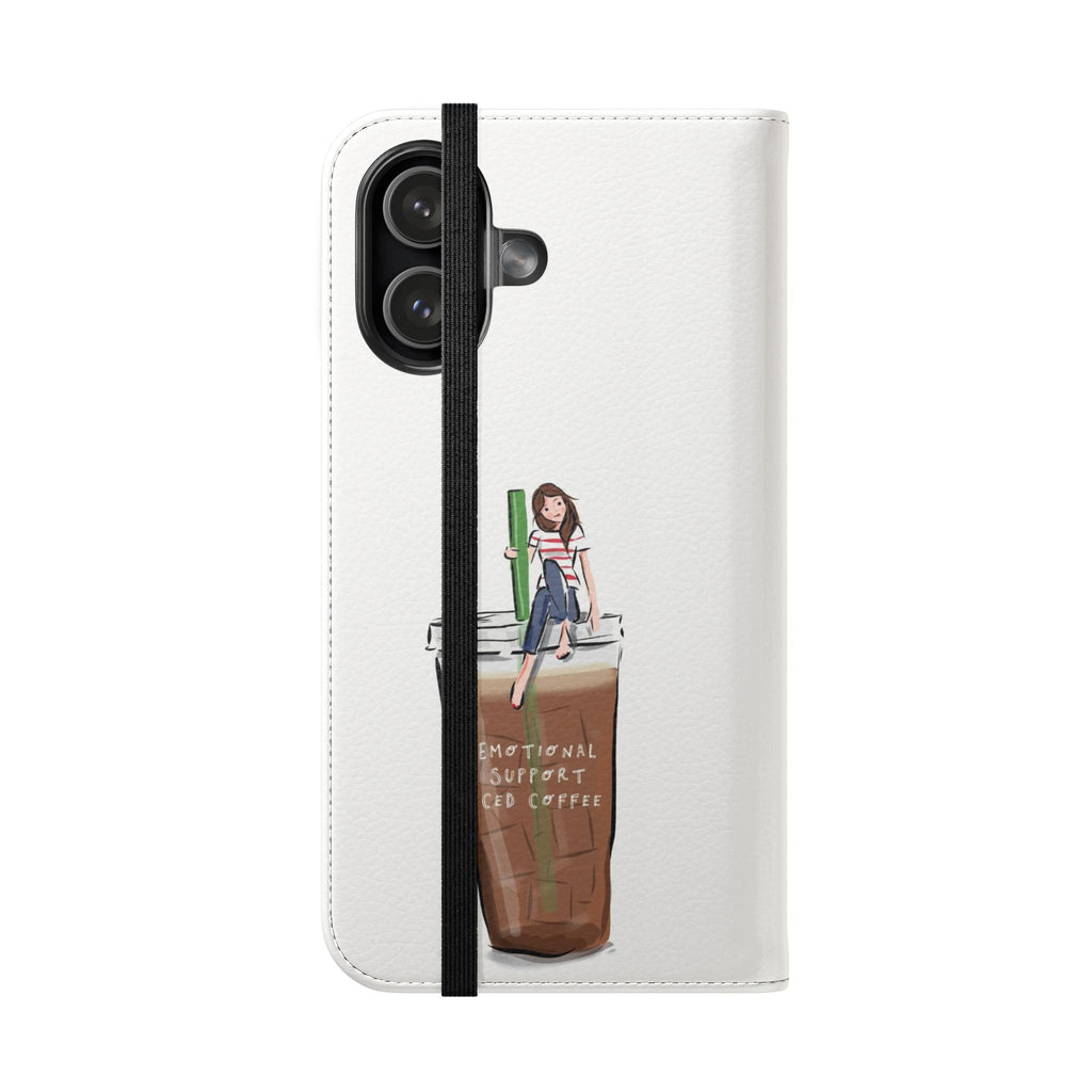 Flip Case — "Emotional Support Iced Coffee" Phone Wallet Case