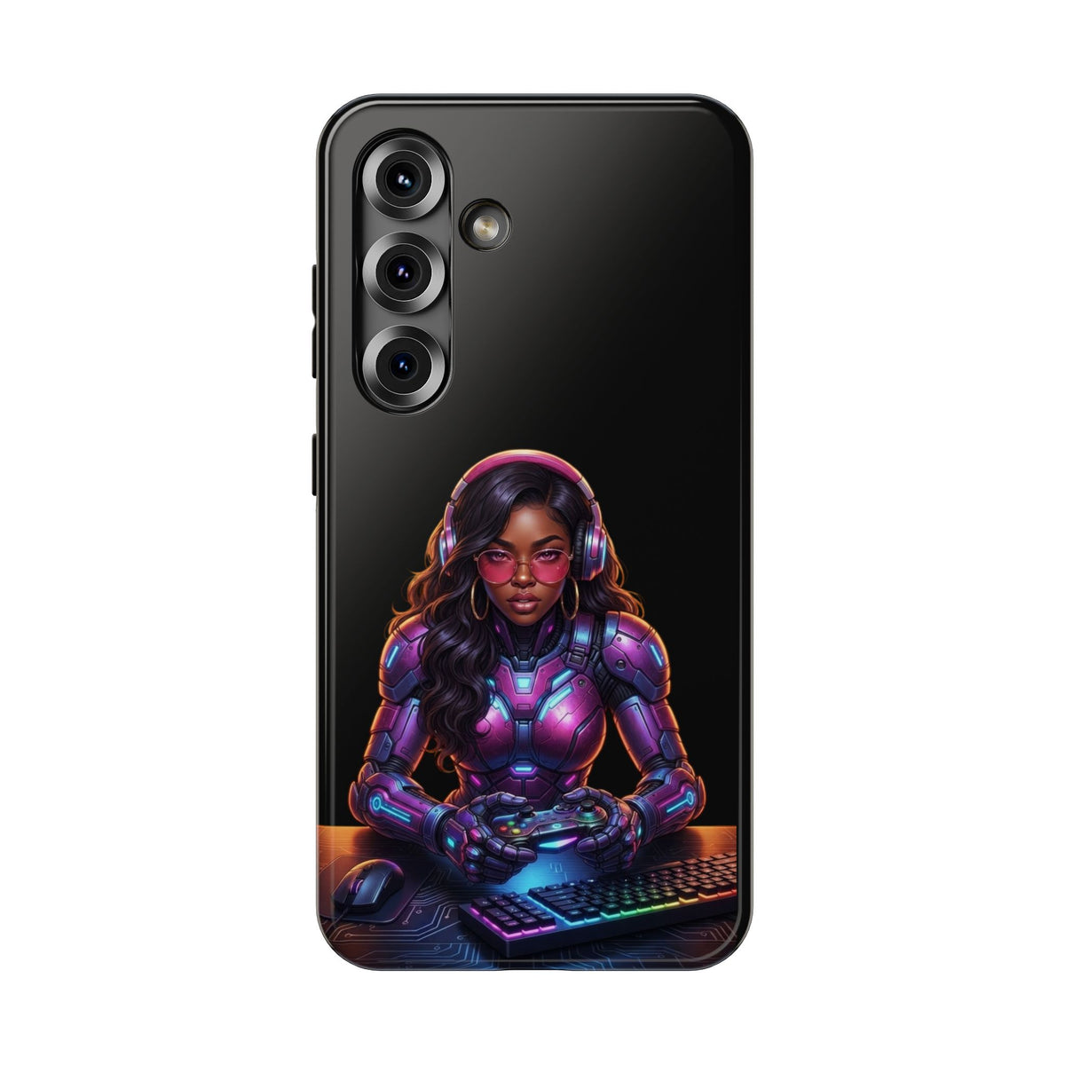 Gamer Girl Cyber Armor Phone Case — Impact‑Resistant Protective Cover