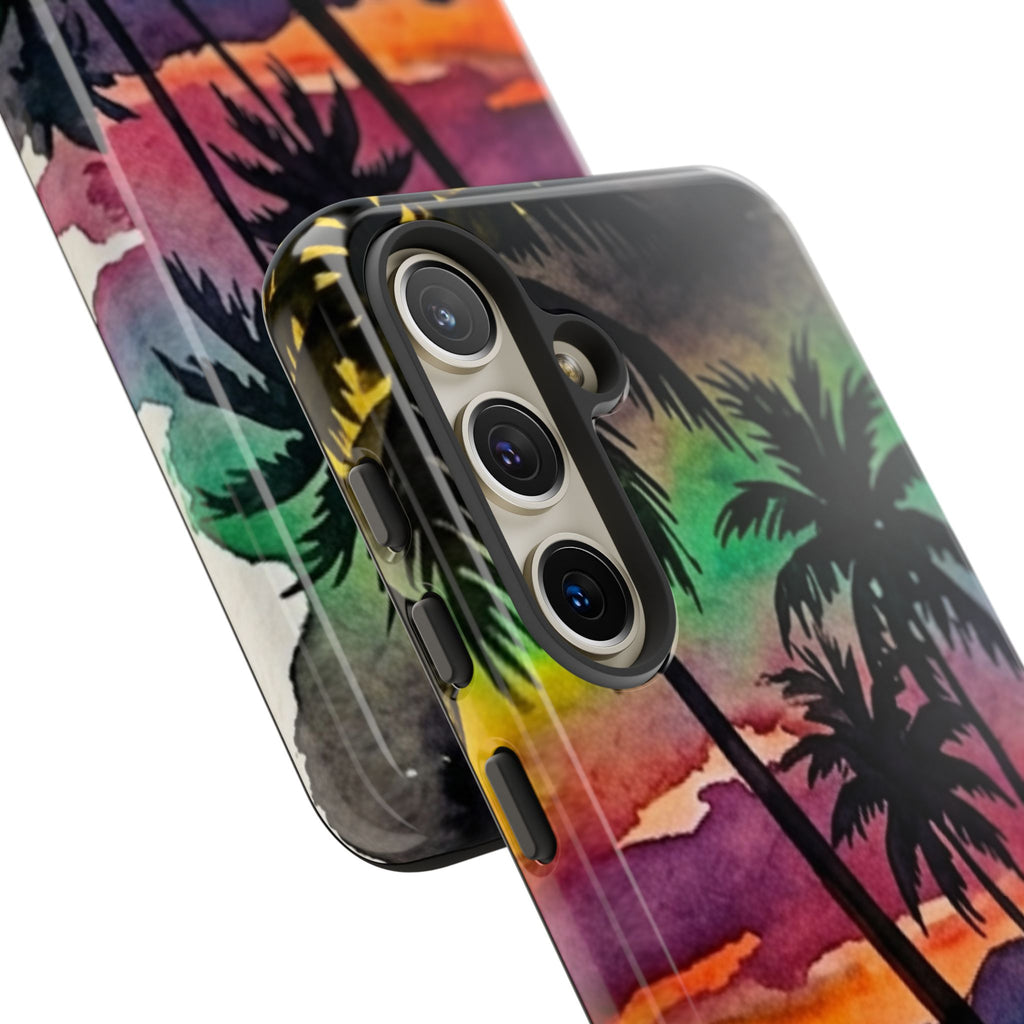 Tropical Sunset Phone Case – Palm Tree Beach Protective Cover