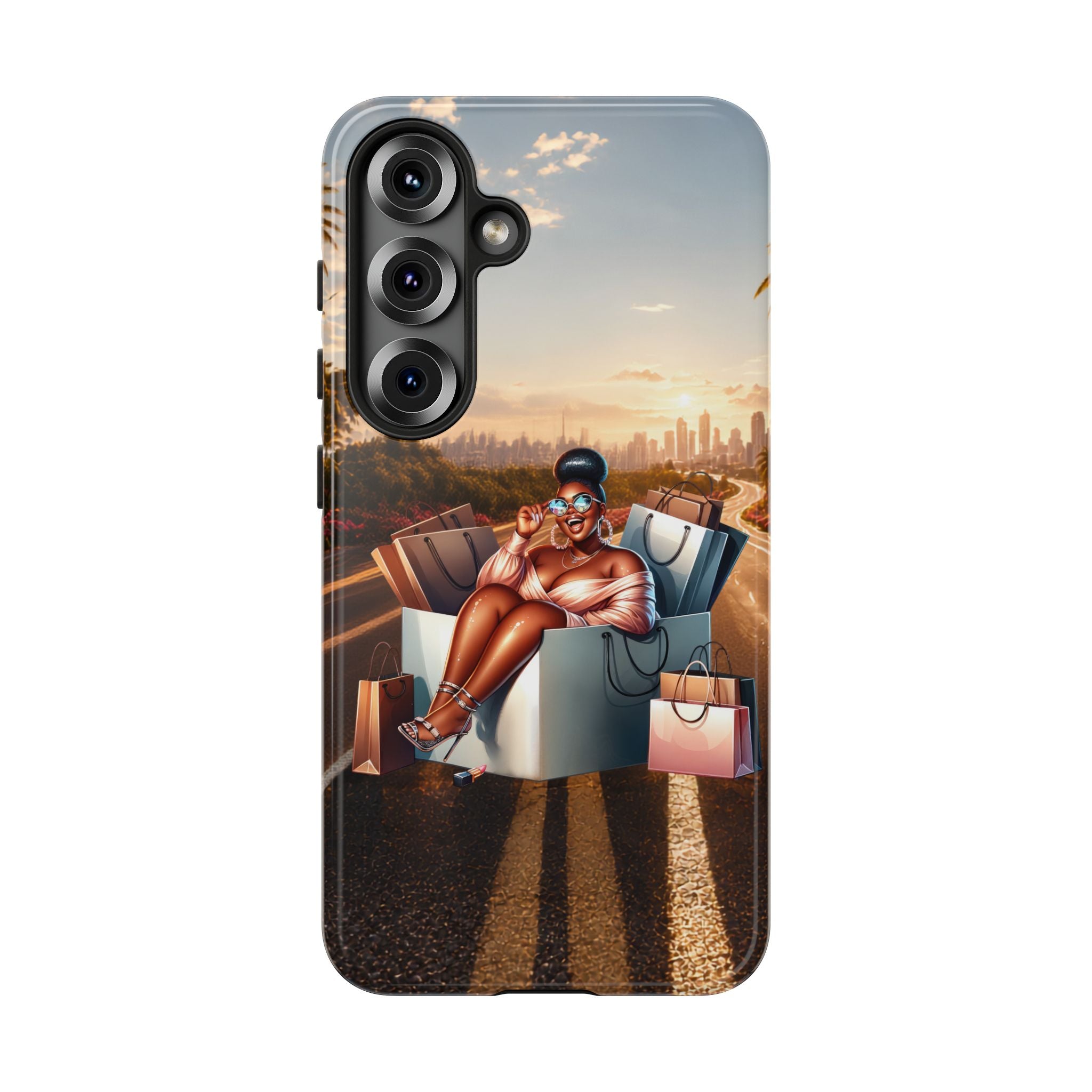 Phone Case — Chic Shopper Illustration on Cloud Background