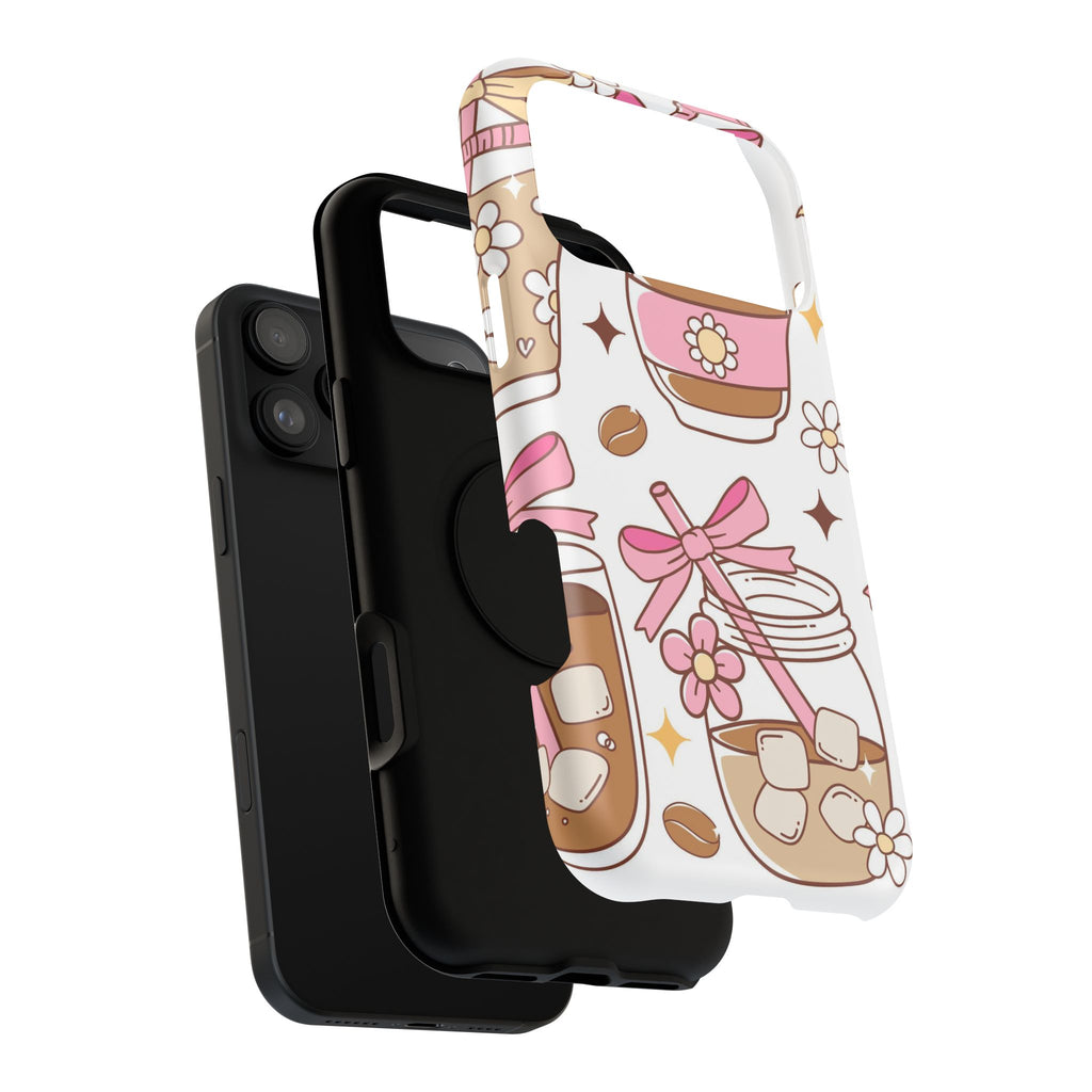 Cute Pink Coffee & Latte Pattern Impact Phone Case