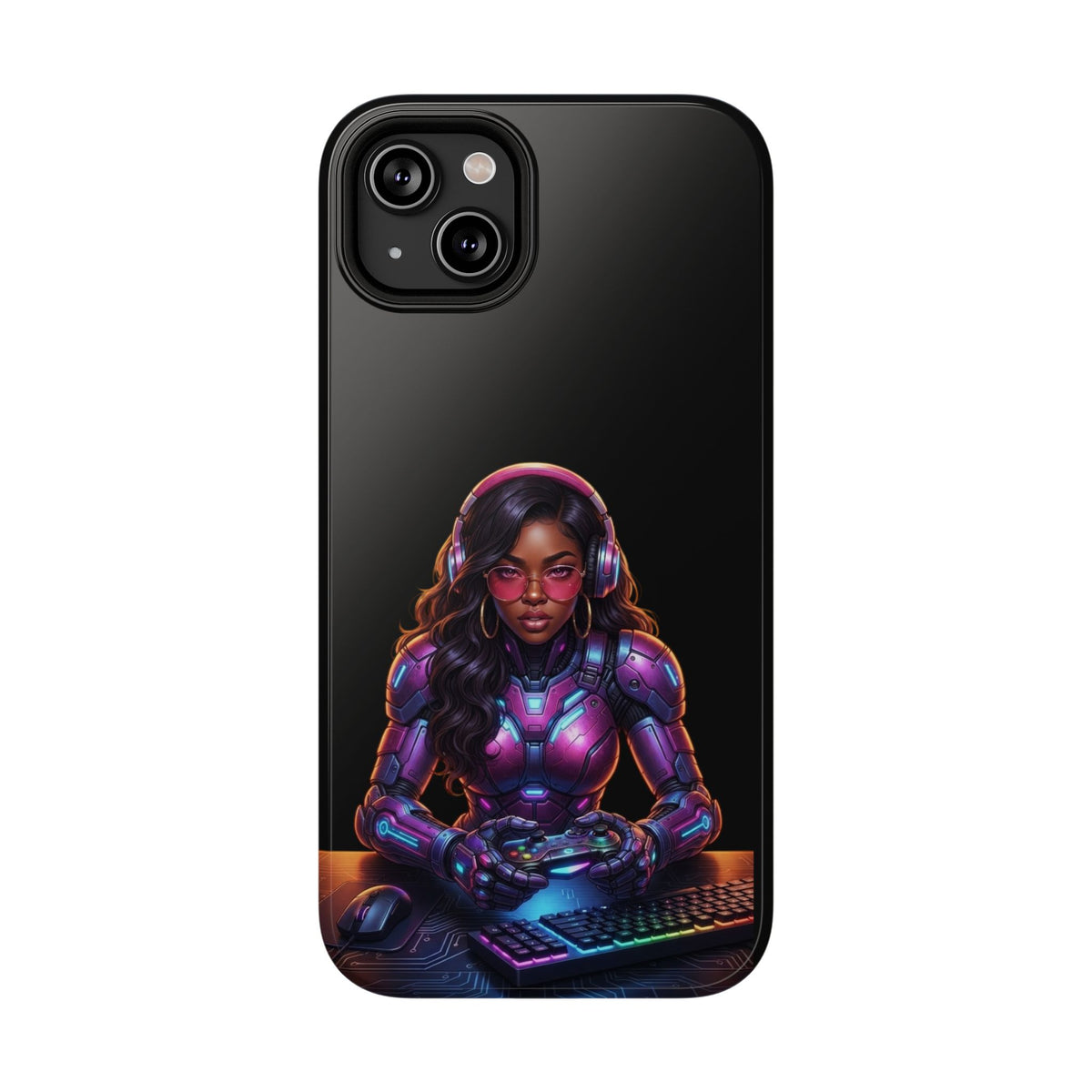 Gamer Girl Cyber Armor Phone Case — Impact‑Resistant Protective Cover