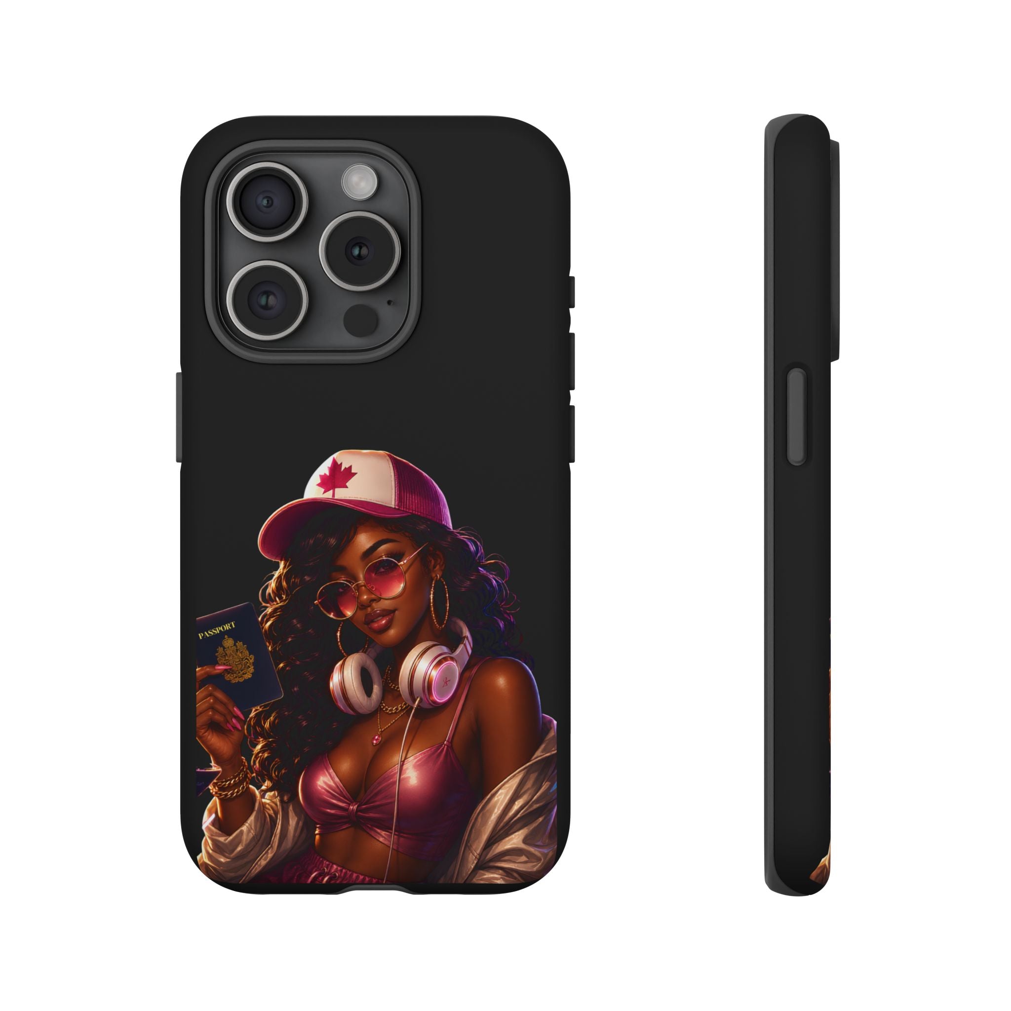 Phone Case — Stylish Urban Woman Design with Maple Cap