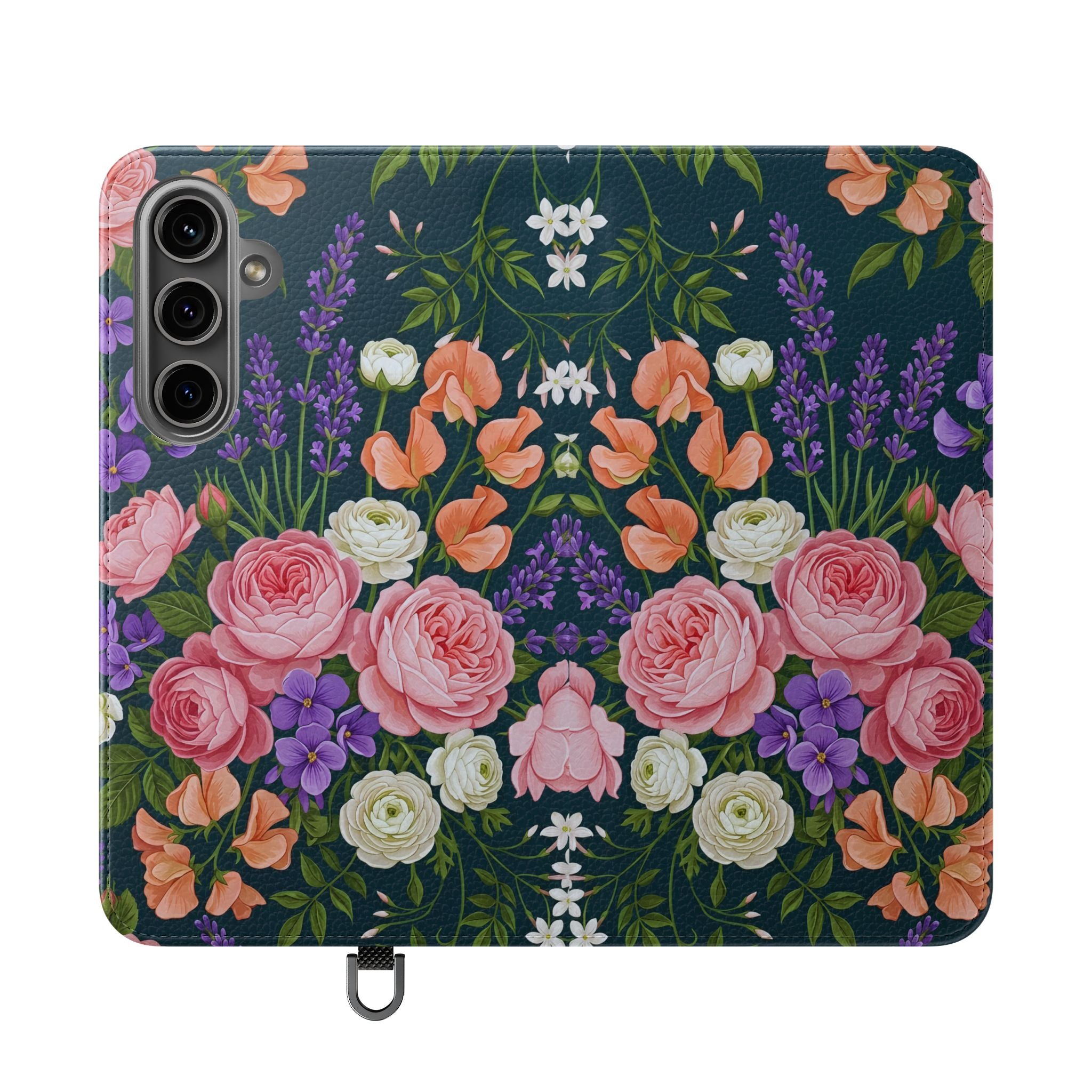 Floral Flip Phone Case -Wallet Cover with Card Slots