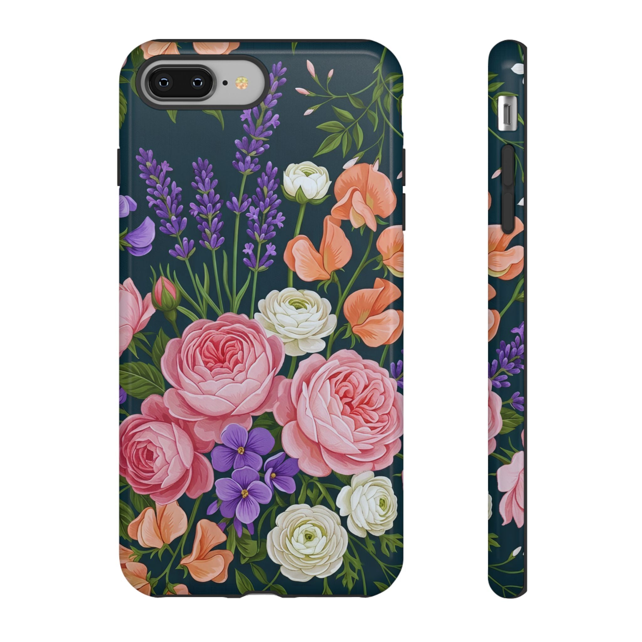 Floral Bouquet Phone Case — Vintage Roses & Lavender Protective Cover