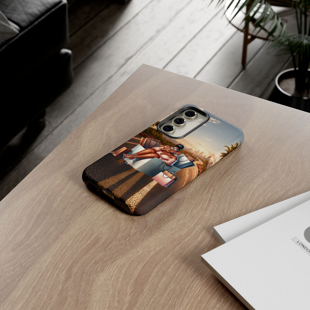 Phone Case — Chic Shopper Illustration on Cloud Background