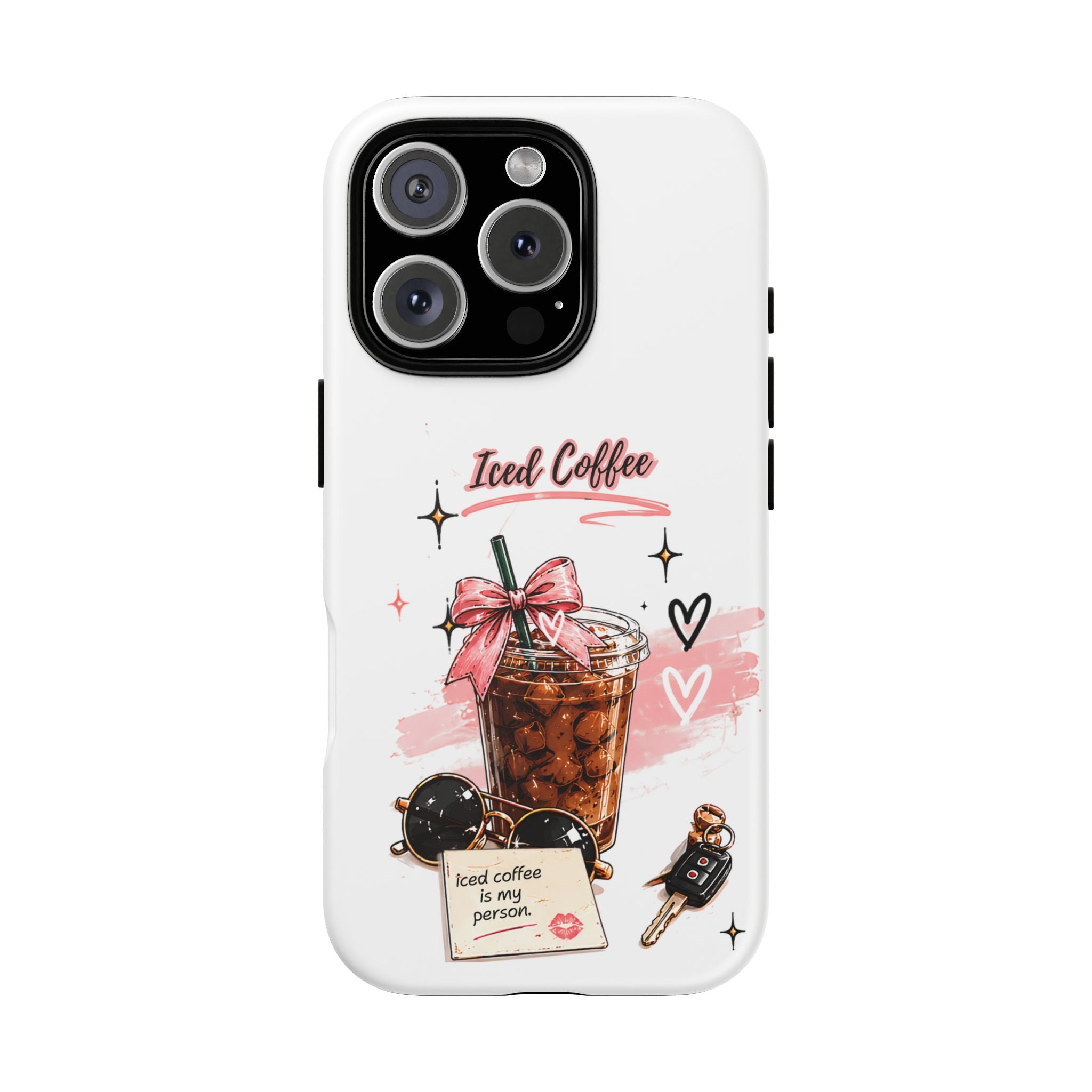 Iced Coffee Phone Case – Cute Pink Boba Design ("Iced coffee is my person")