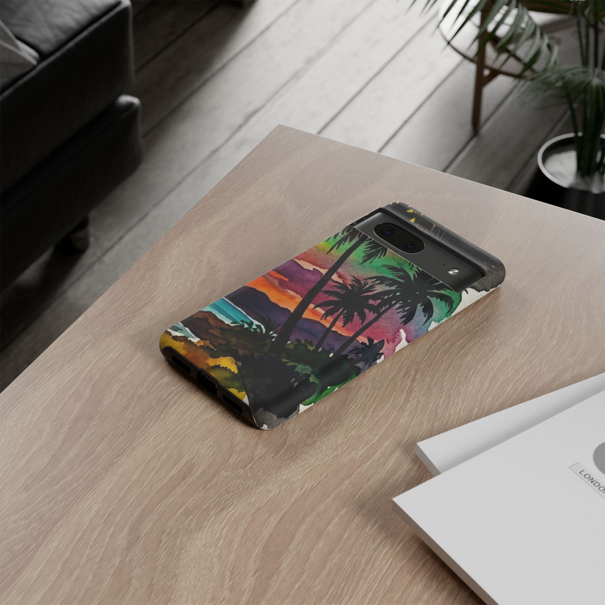 Tropical Sunset Phone Case – Palm Tree Beach Protective Cover