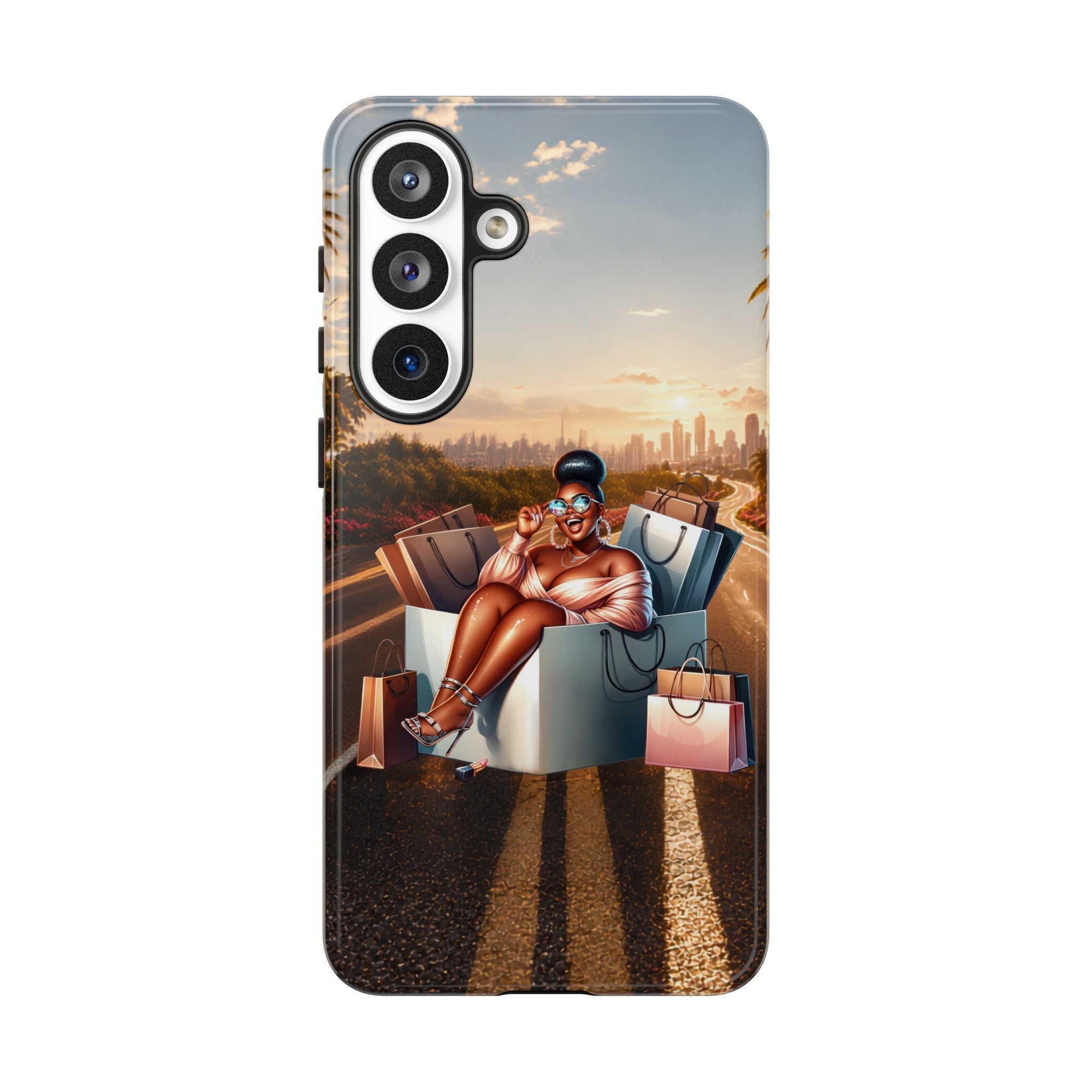 Phone Case — Chic Shopper Illustration on Cloud Background