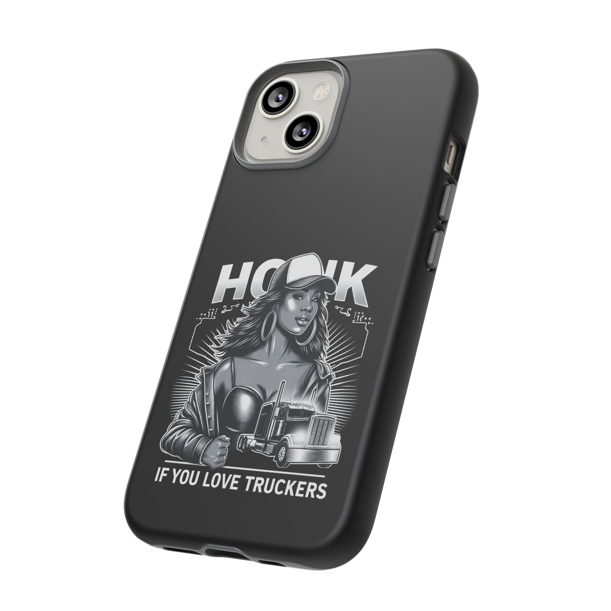 Phone Case — 'Honk' Trucker Girl Retro Semi Truck Protective Case
