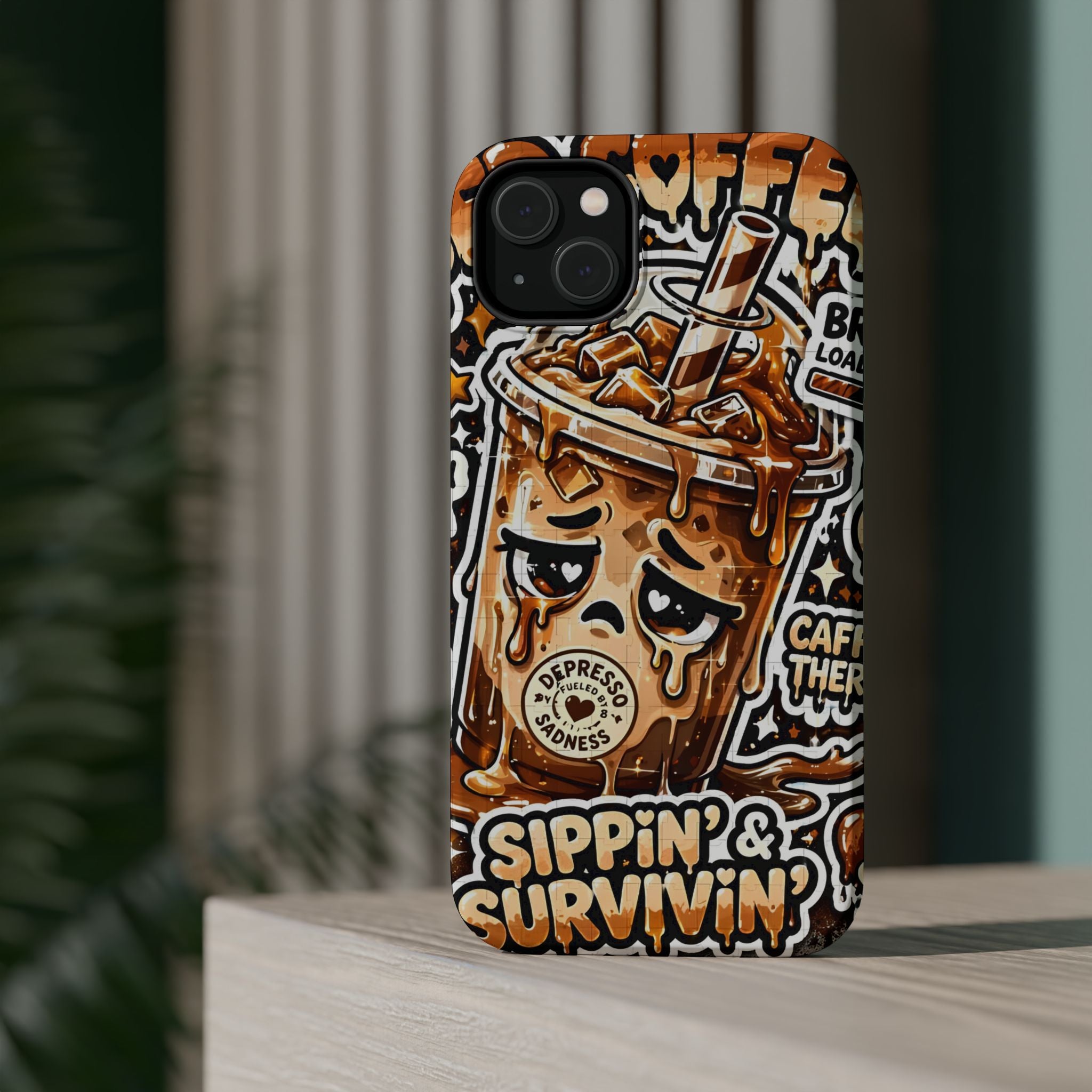 Iced Coffee Phone Case — “Sippin' & Survivin'” Magnetic Impact-Resistant Case