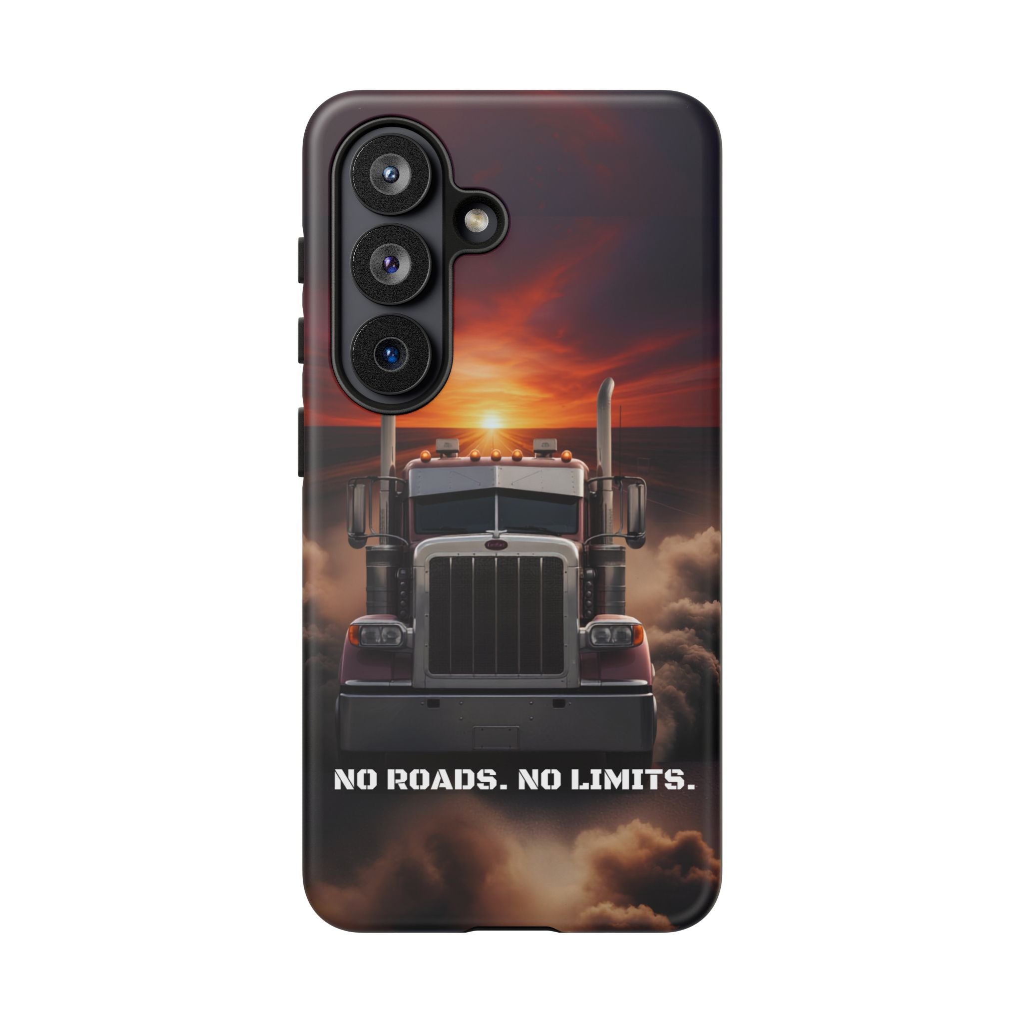 Truck Phone Case — "No Roads. No Limits." Sunset Semi Truck Protective Case