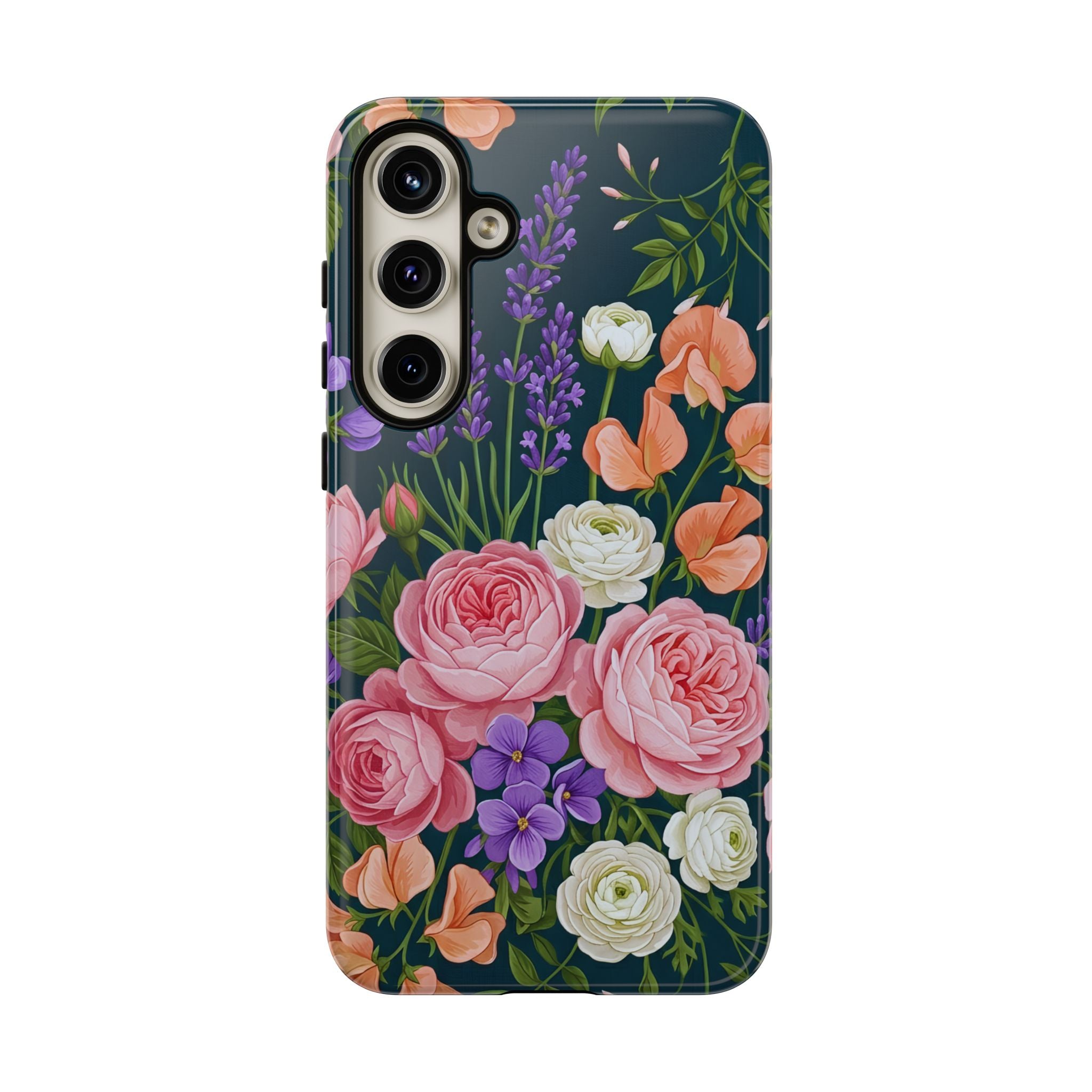 Floral Bouquet Phone Case — Vintage Roses & Lavender Protective Cover