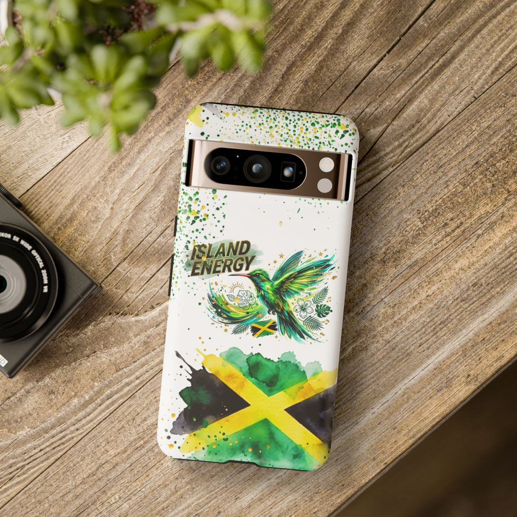 Island Energy Tough Phone Case — Colorful Hummingbird & Tropical Sunset Protective Cover