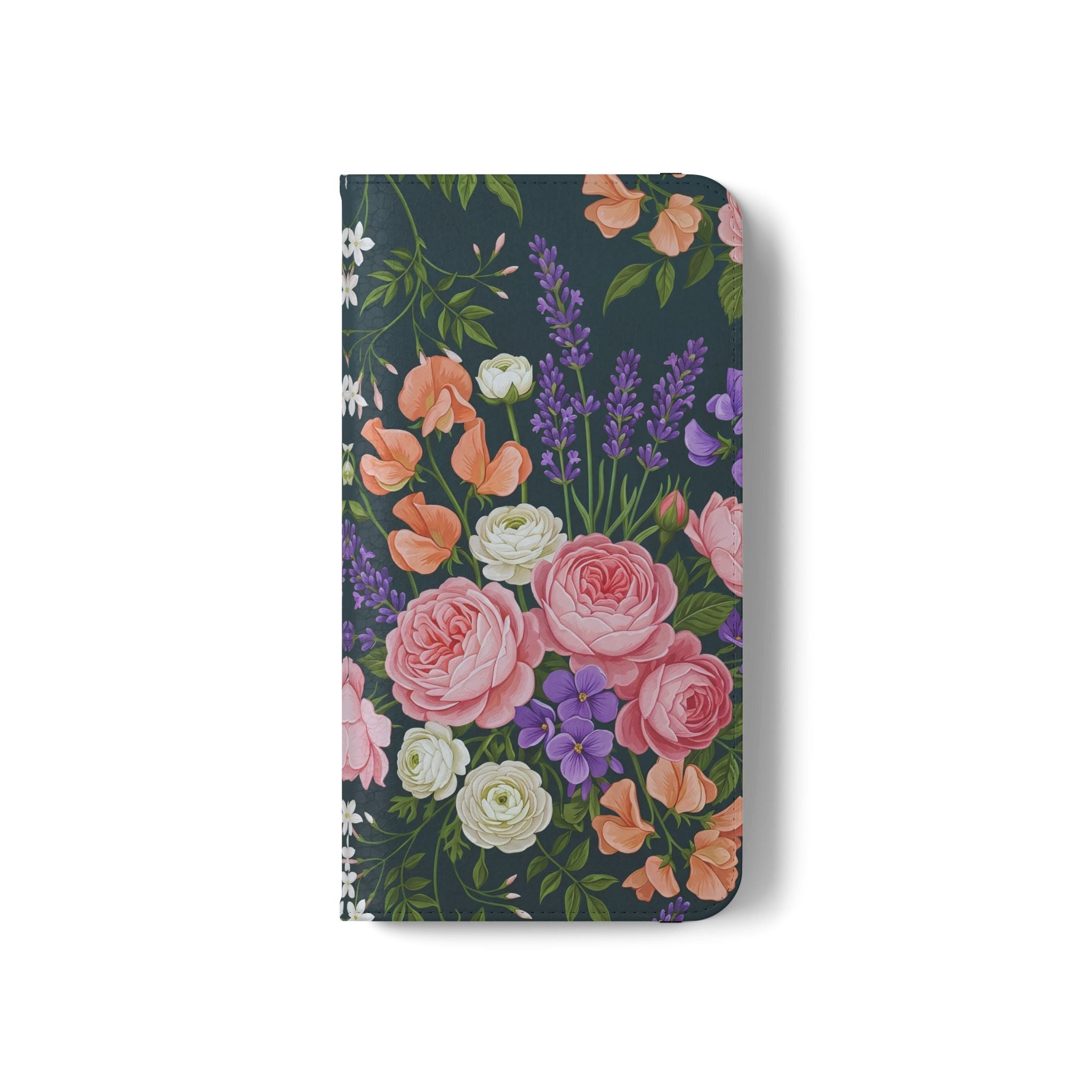 Floral Flip Phone Case -Wallet Cover with Card Slots