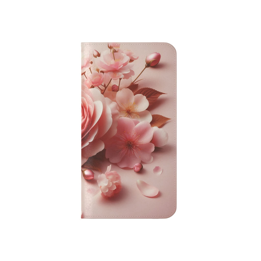 Floral Rose Flip Case — Pink Blossom Wallet Phone Cover