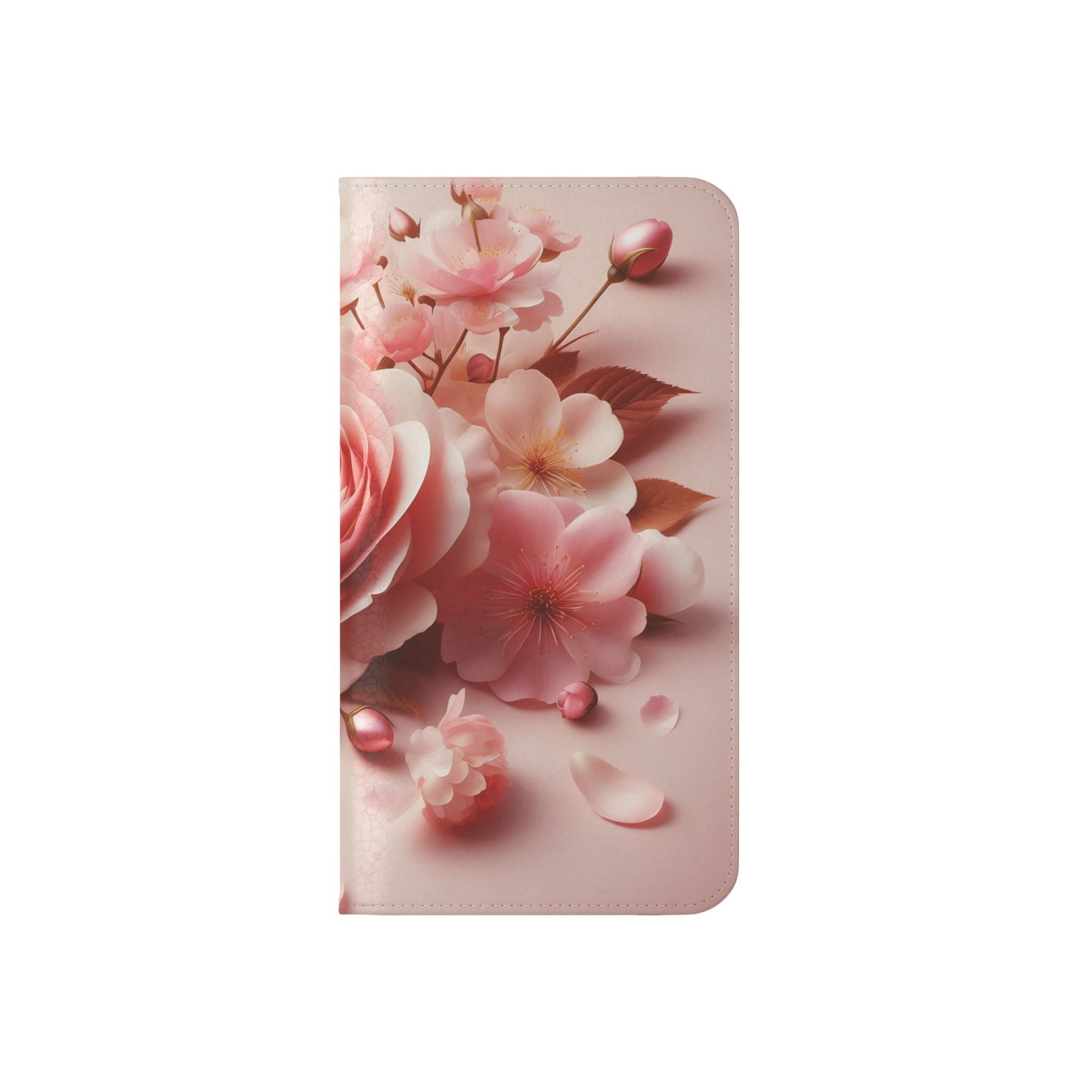 Floral Rose Flip Case — Pink Blossom Wallet Phone Cover