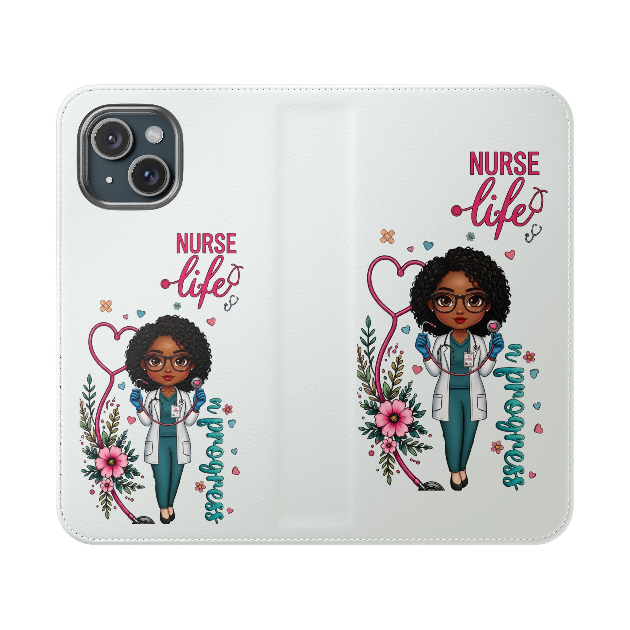 Nurse Life Floral Flip Phone Case - Medical RN Wallet Cover