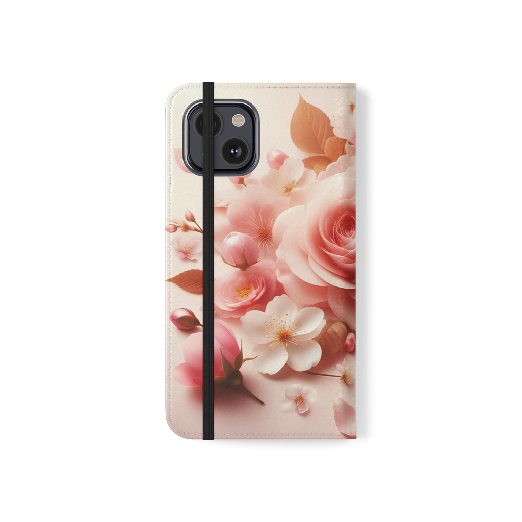 Floral Rose Flip Case — Pink Blossom Wallet Phone Cover