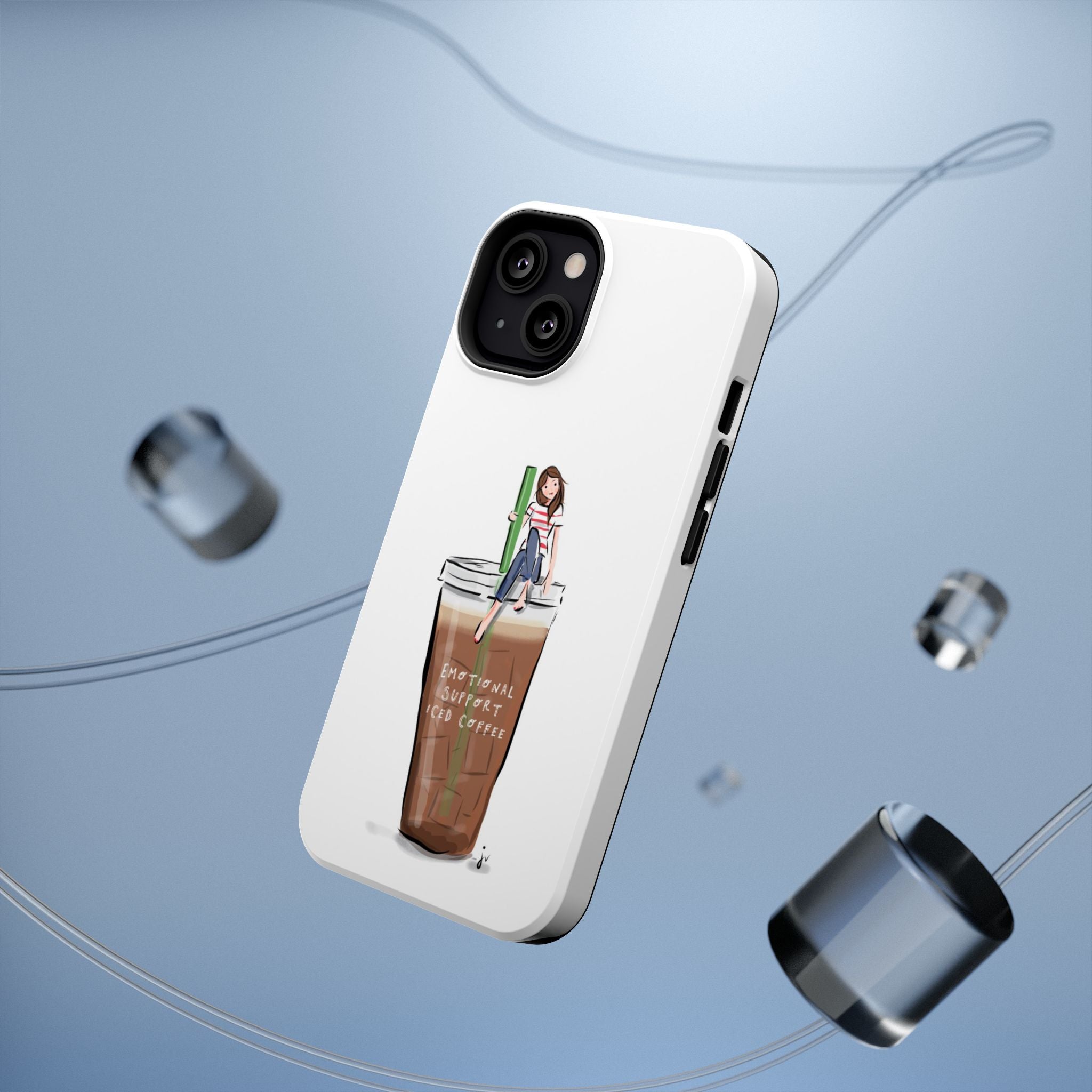 Iced Coffee & Me Phone Case — Cute Illustration 'Emotional Support Iced Coffee' Impact-Resistant Case