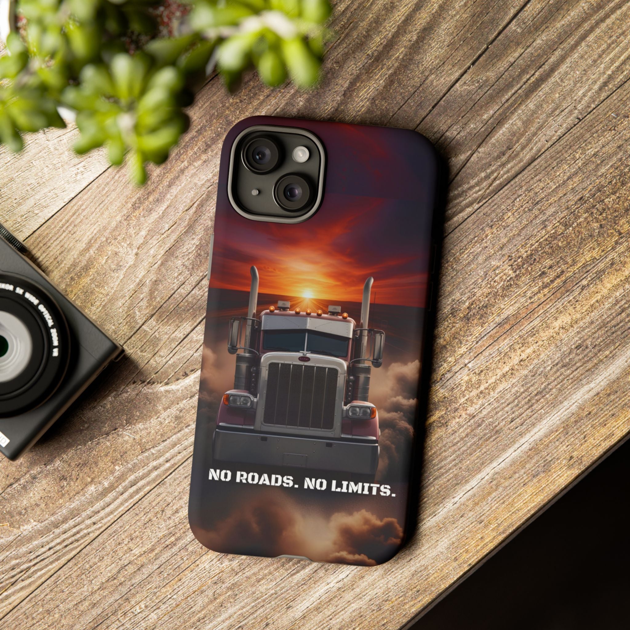 Truck Phone Case — "No Roads. No Limits." Sunset Semi Truck Protective Case