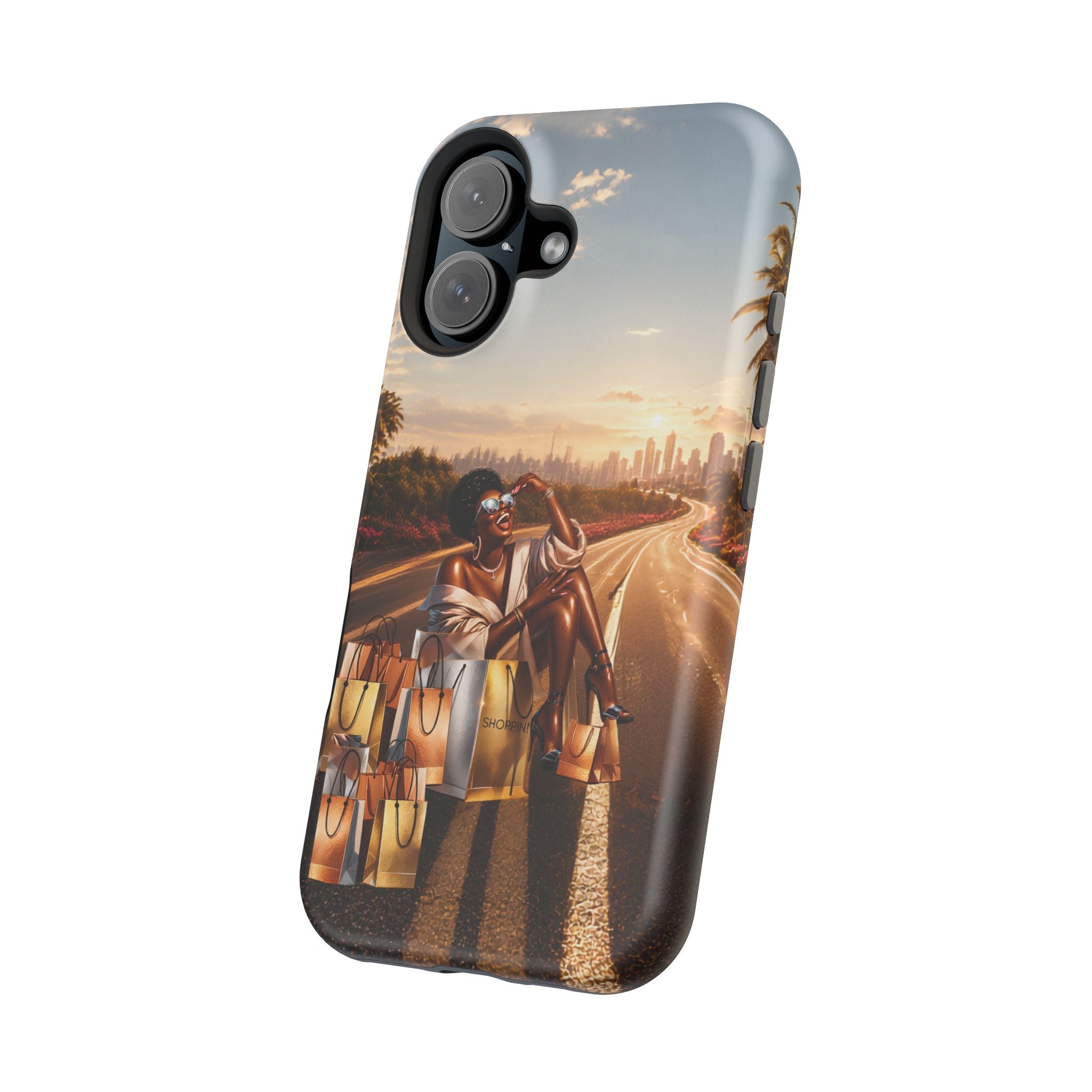 Phone Case - 'Retail Therapy' Magnetic Impact-Resistant Case, Sunset Shopping Design