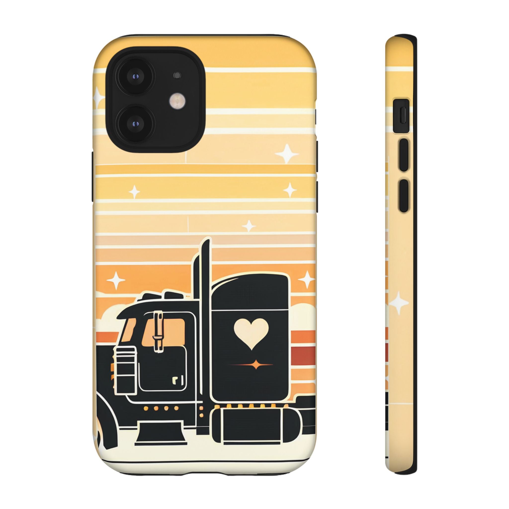 Trucker Heart Phone Case — Retro Semi Truck Protective Phone Cover