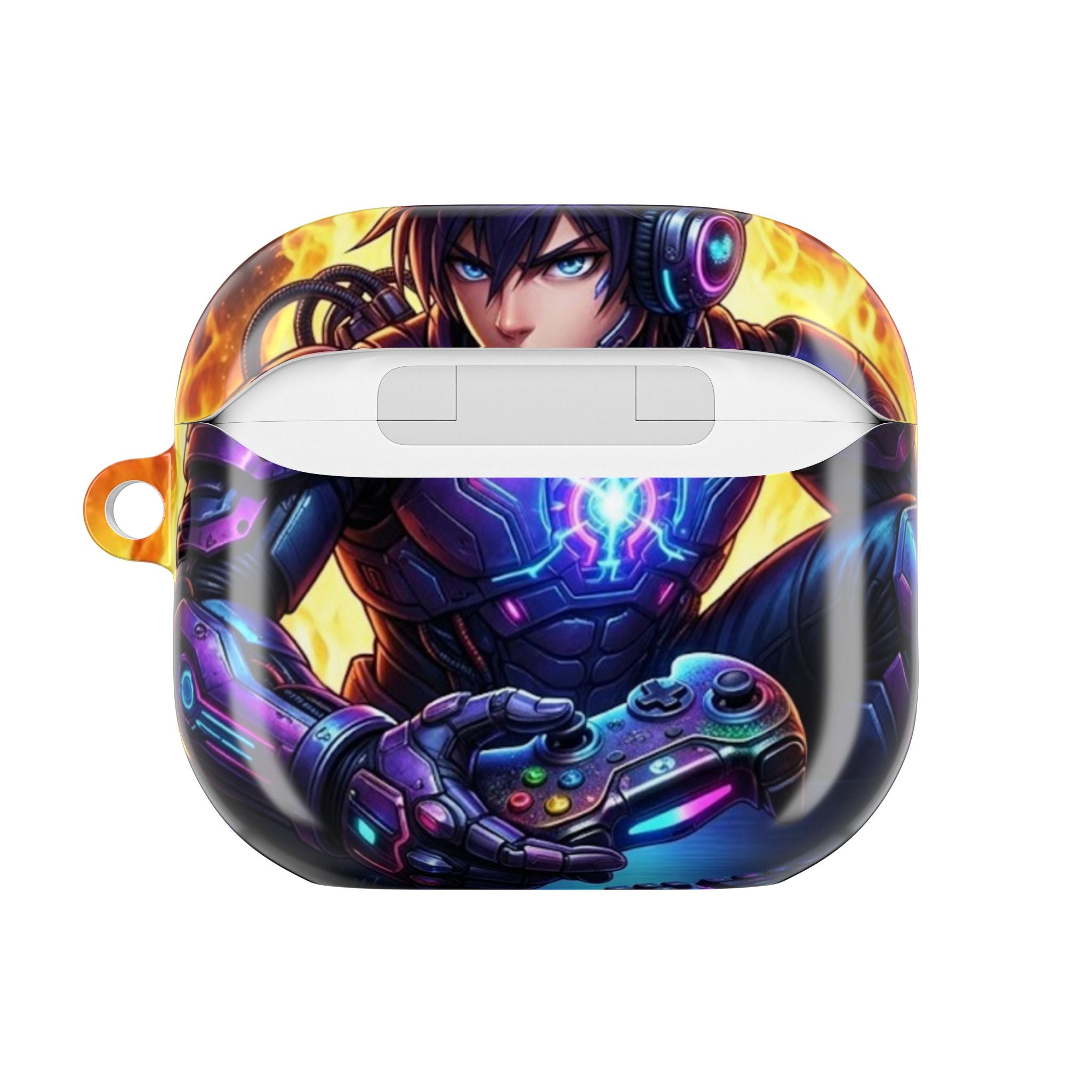 Gamer Anime AirPod Case — Neon Cyber Warrior Design