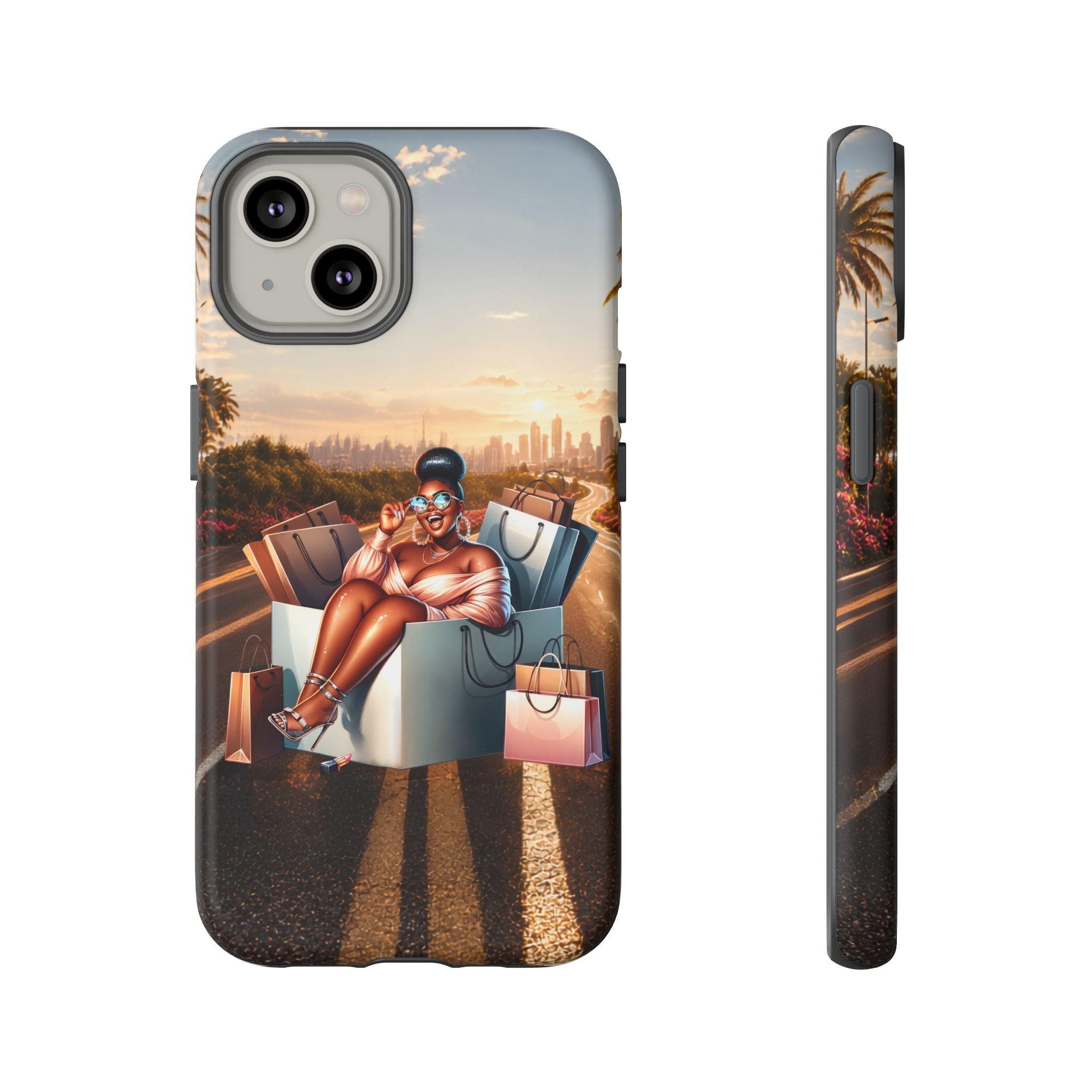 Phone Case — Chic Shopper Illustration on Cloud Background