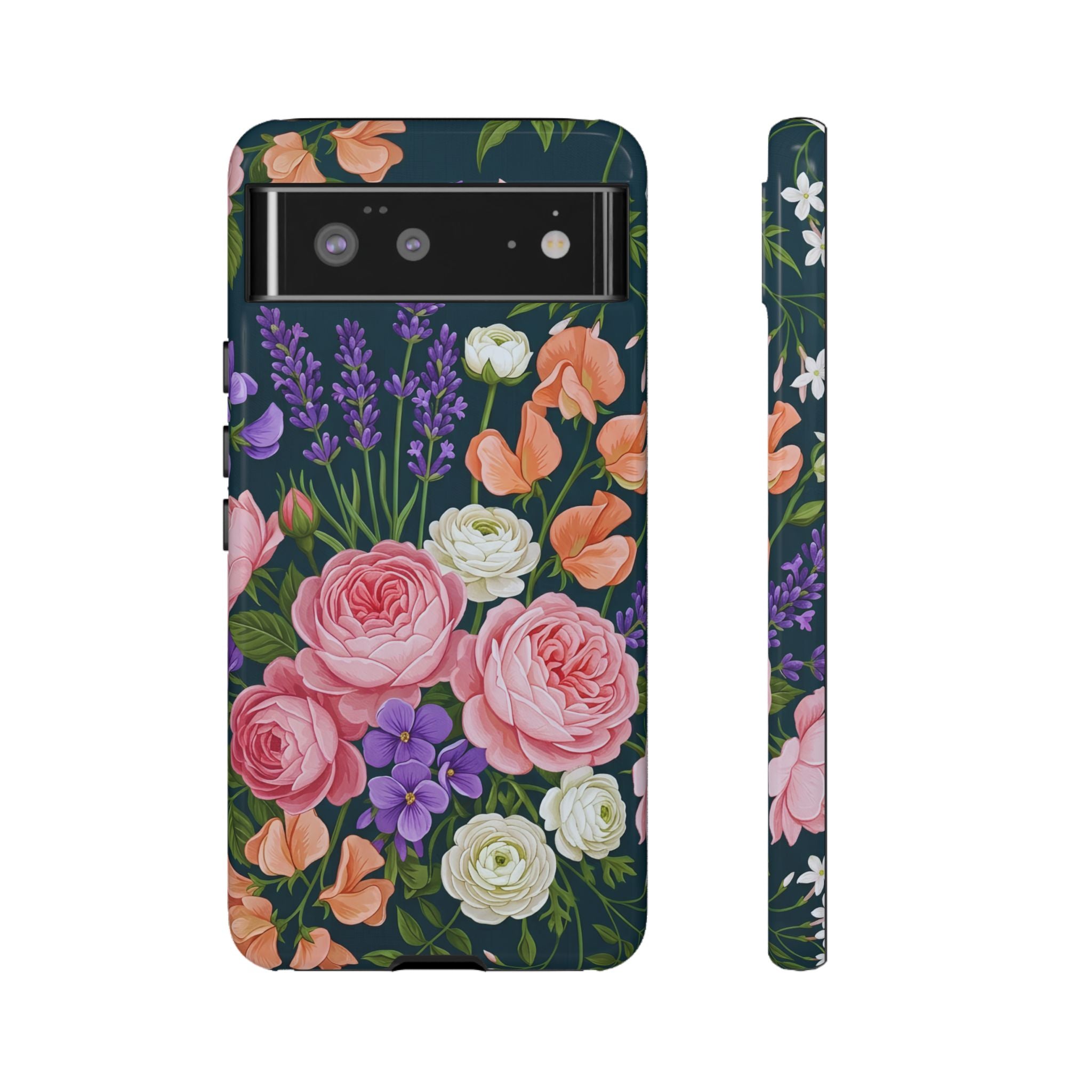 Floral Bouquet Phone Case — Vintage Roses & Lavender Protective Cover