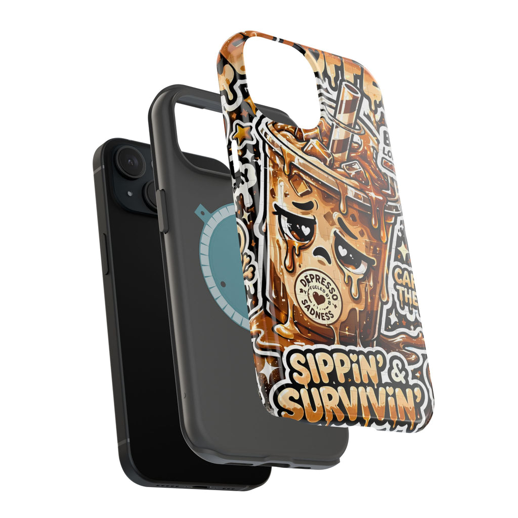 Iced Coffee Phone Case — “Sippin' & Survivin'” Magnetic Impact-Resistant Case