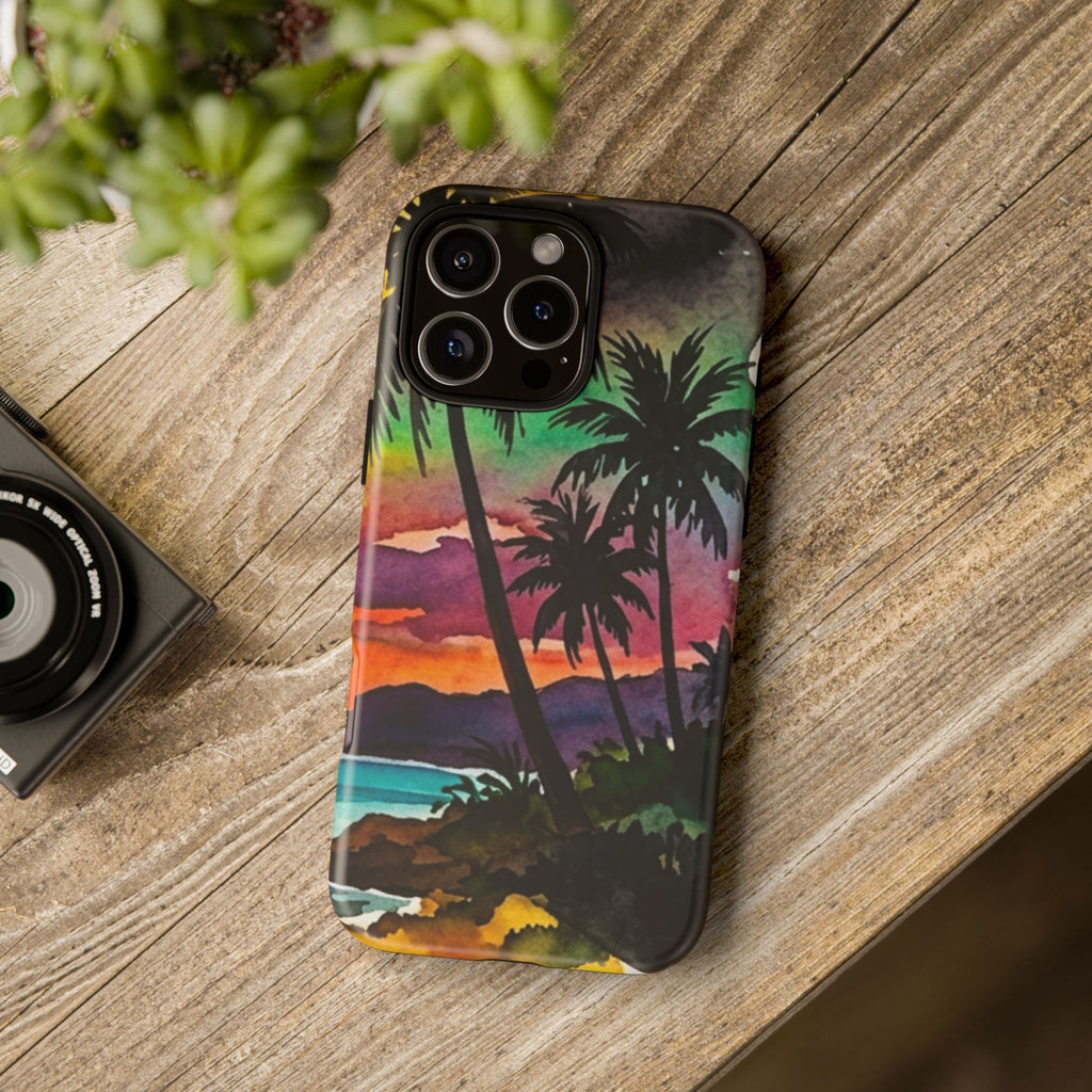 Tropical Sunset Phone Case – Palm Tree Beach Protective Cover