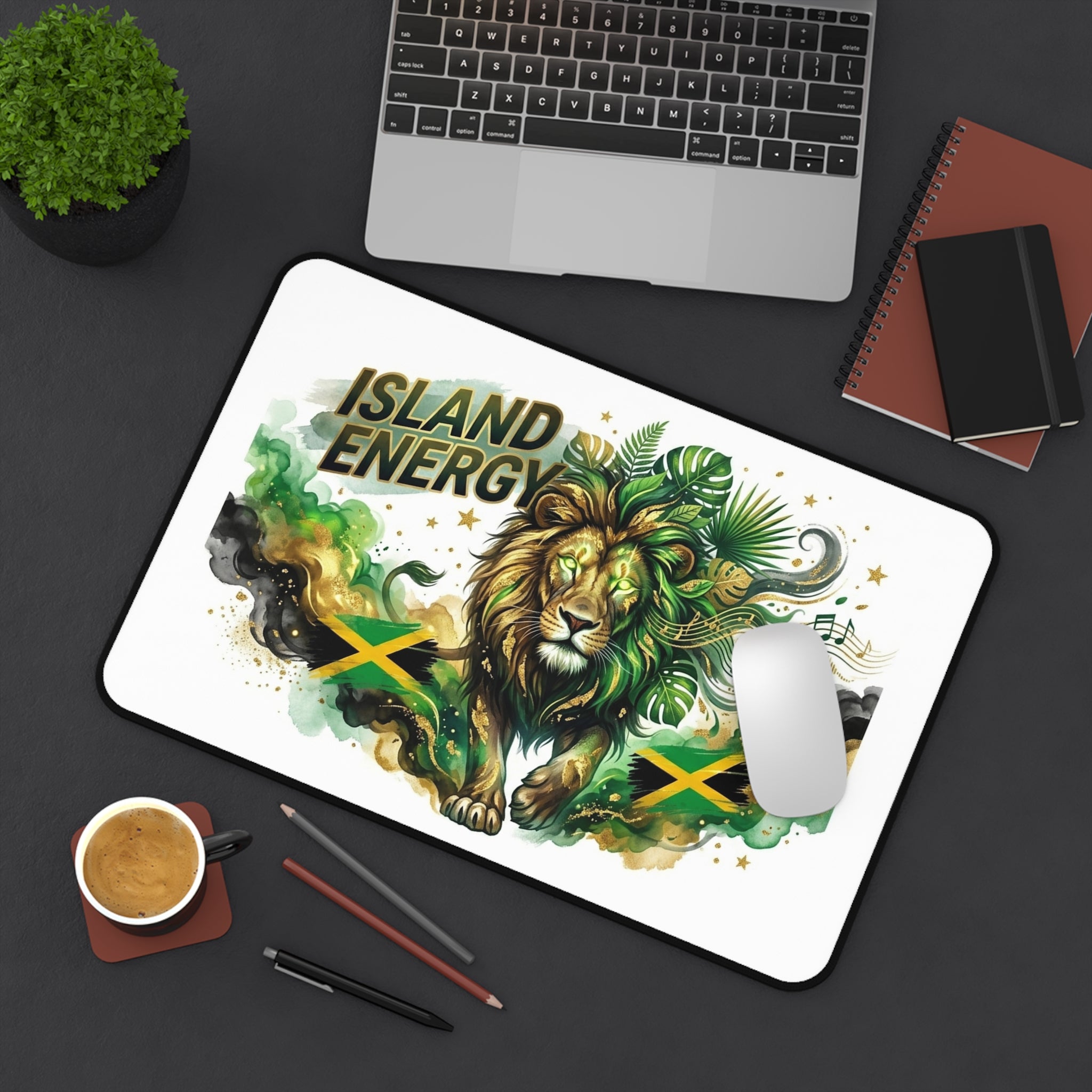 Island Energy Desk Mat — Jamaican Lion Gaming/Office Mouse Pad