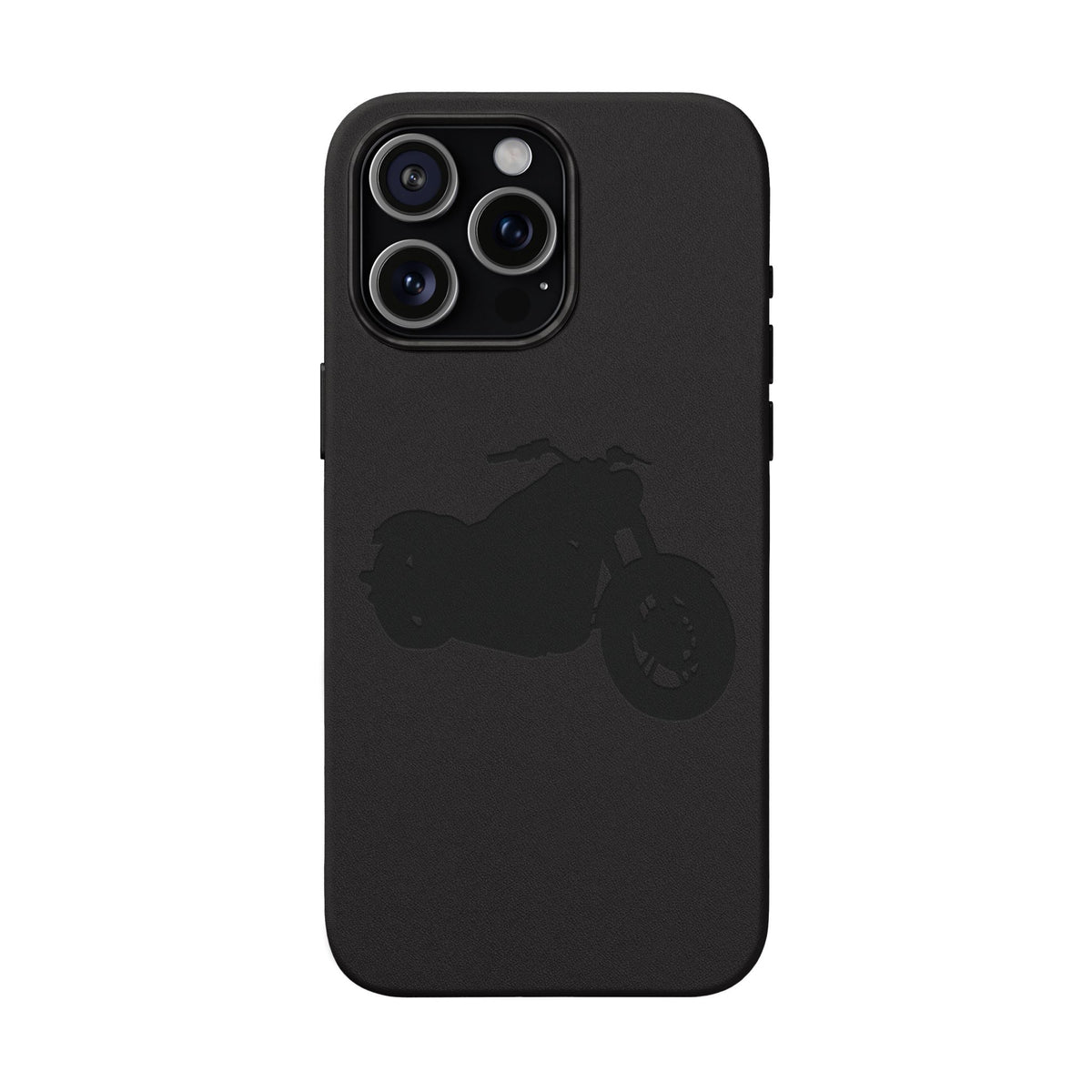 Engraved PU Leather Phone Case — Motorcycle Silhouette