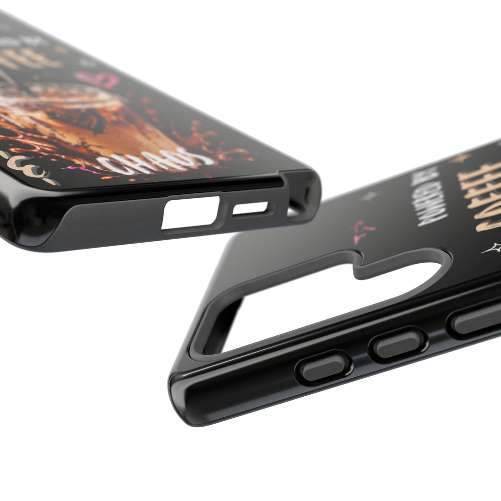 Phone Case — "Powered by Coffee & Chaos" Iced Coffee Protective Cover